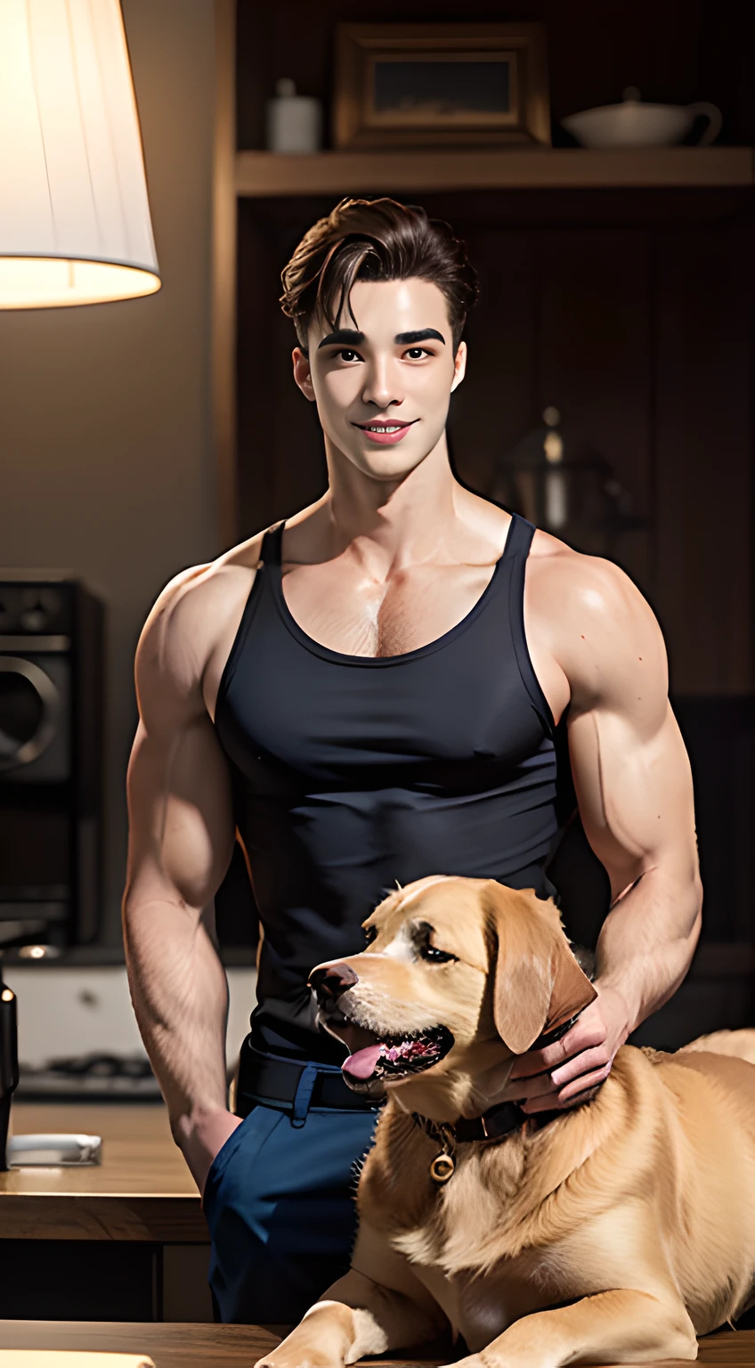 natural male、30 years old、male、Japanese、very handsome、abs、Pectoral muscle、ck black-underwear、sexy pose、body hair、full-length picture,wearing glasses or dog's mask