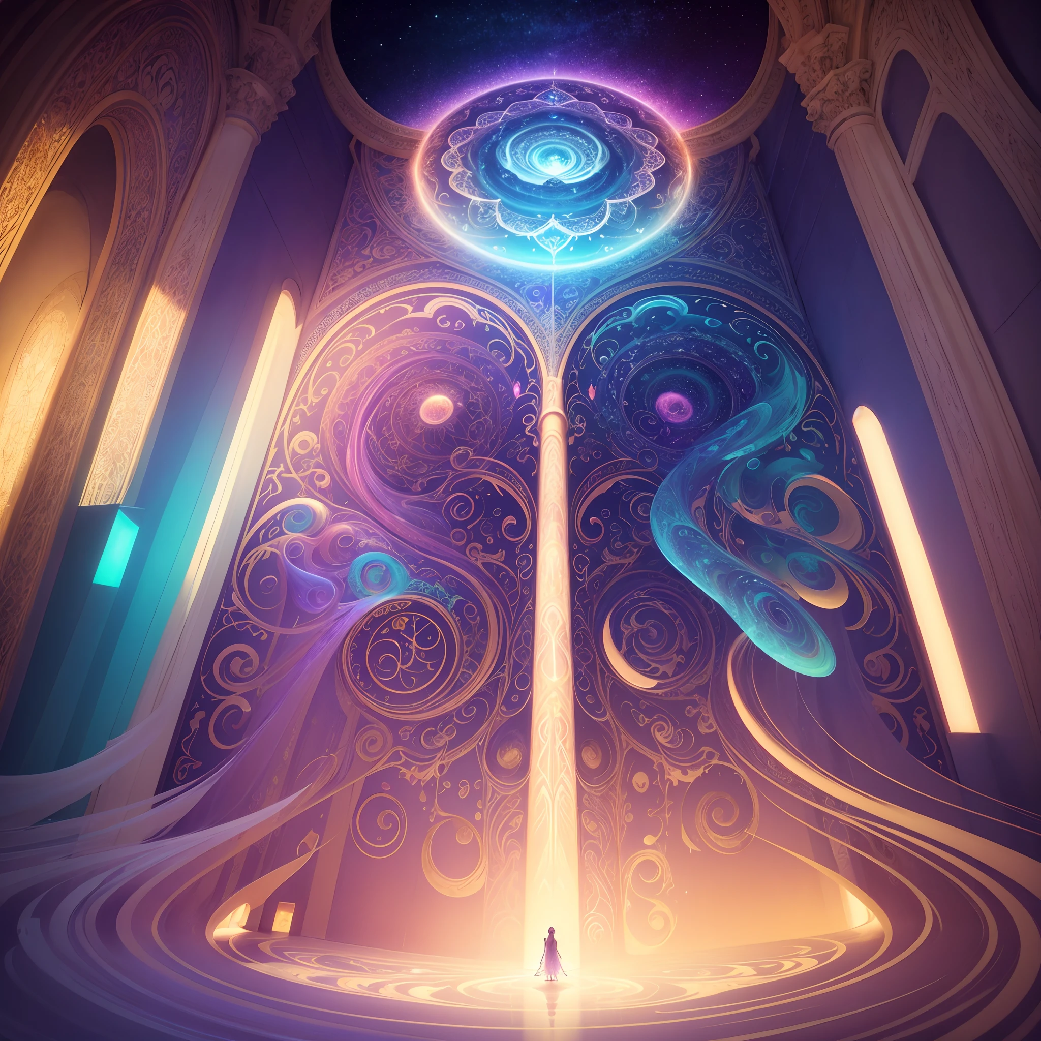 taj mahal,lucid dream,acid trip,(best quality,4k,8k,highres,masterpiece:1.2),ultra-detailed,(realistic,photorealistic,photo-realistic:1.37),vibrant colors,ethereal lighting,marble architecture,heavenly atmosphere,dreamy landscapes,serene reflection,pristine white domes,ornate carvings,breathtaking symmetry,glowing moonlit night,pastel hues,altered reality,tranquil gardens,enchanted aura,celestial beauty,luminous aura,shimmering waters,magical vibrations,spiraling patterns,vivid hallucinations,blurred boundaries,psychedelic clouds,cosmic connection,expanding consciousness,mesmerizing illusions,transcendent journey,serendipitous encounters,surreal gates,dancing shadows,dreamlike ambience,mirrors of infinity,celestial music,effervescent colors,alchemical fusion,luminous dreamscape,harmonious fusion,sublime visions,interdimensional portal,lens into the infinite --auto