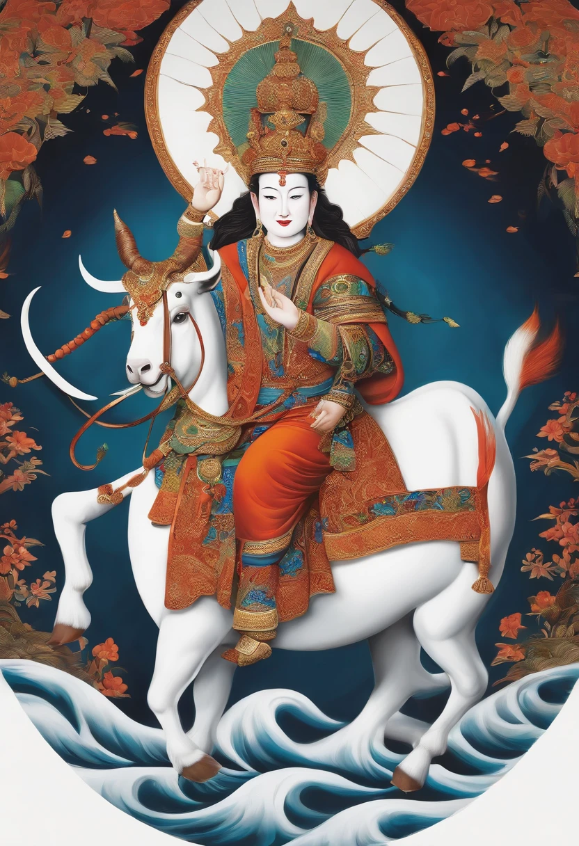 Bullish Spirit, National Style Painting, National Tide, White Background