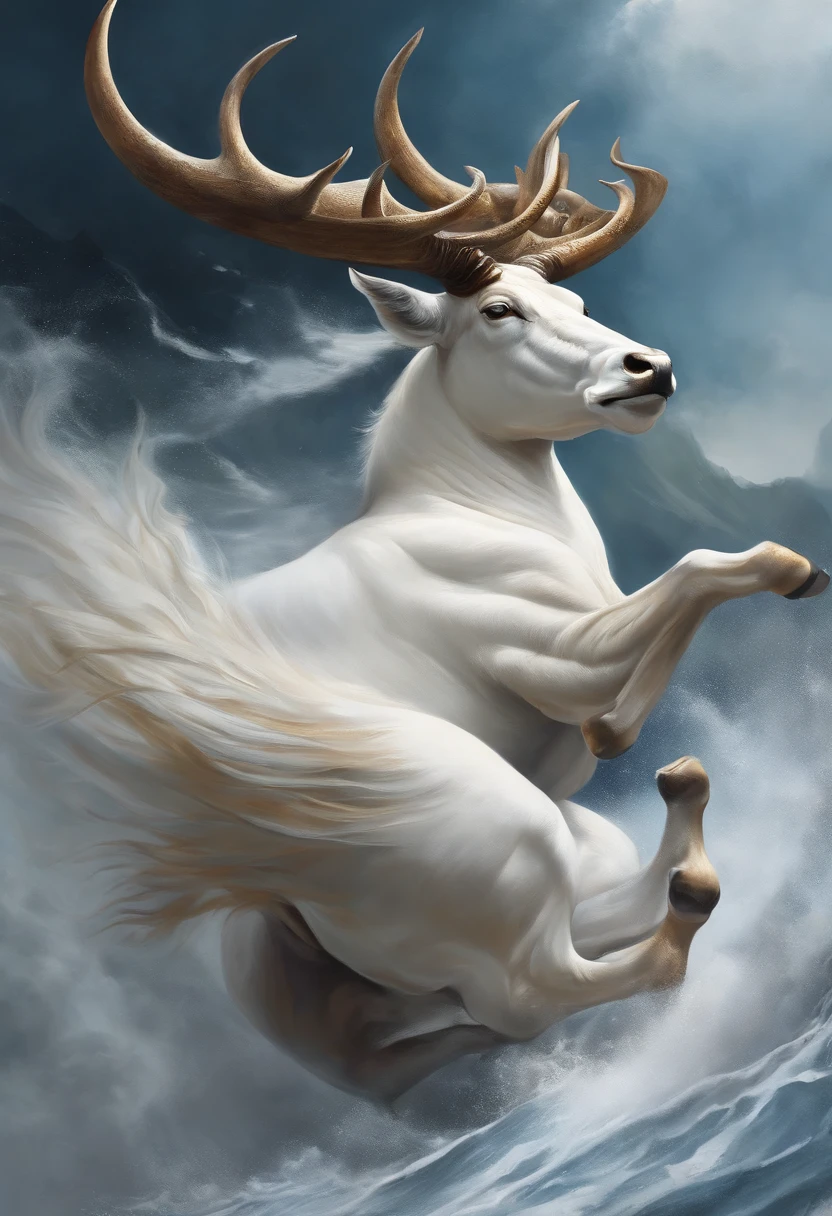 Bullish Spirit, National Style Painting, National Tide, White Background