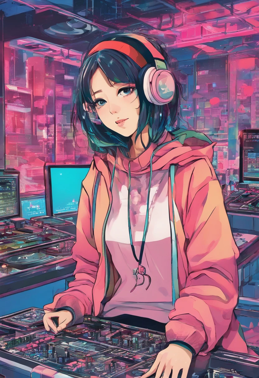 (hip hop scene) a very hip hop confidant badass arrogant cocky boss bitch attitude girl dj djing in a minka 民家, みんか