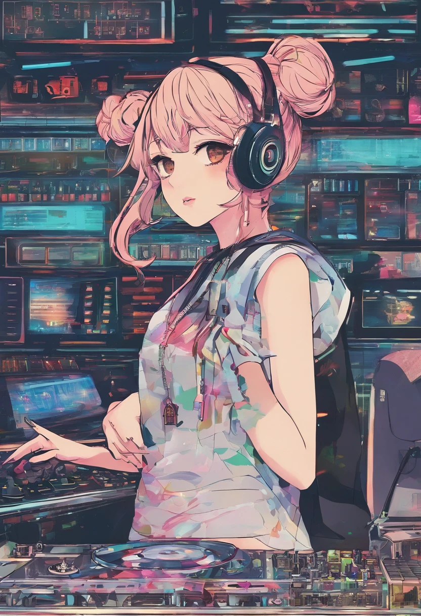 (hip hop scene) a very hip hop confidant badass arrogant cocky boss bitch attitude girl dj djing in a minka 民家, みんか