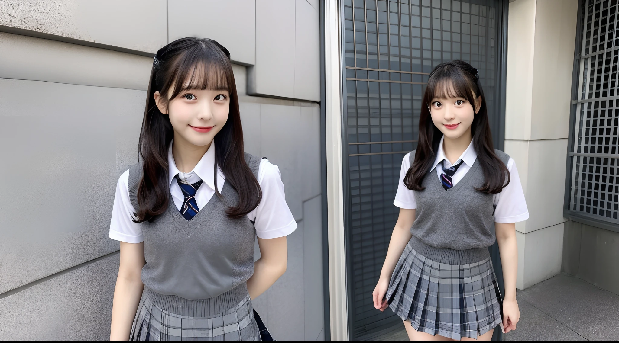 18 year old schoolgirl in gray miniskirt