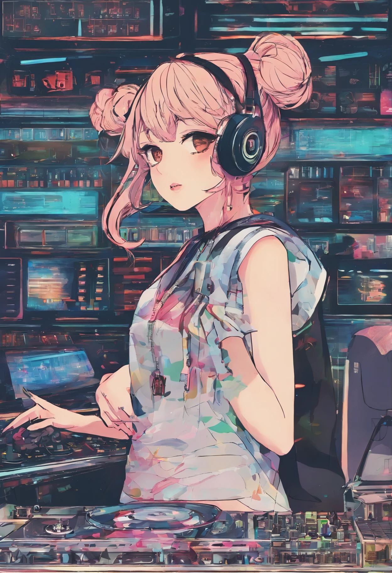 (hip hop scene) a very hip hop confidant badass arrogant cocky boss bitch attitude girl dj djing in a minka 民家, みんか