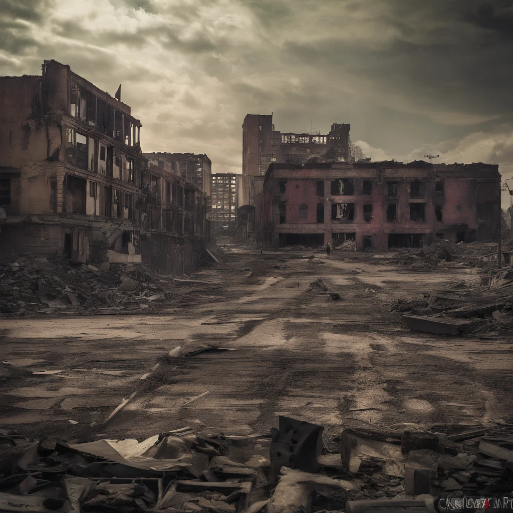 Burning castle, a devastated world, people running, Abandoned cars, Destroyed buildings, 废墟, Thick smoke, Glowing embers, Chaotic landscape, Crumbling infrastructure, Doomsday scenario, Ash-covered streets, A sky full of debris, ablaze with intensity, Crumbling towers, Crumbling statue, Panic, Dark clouds, The sound of sirens in the distance, Broken windows, Collapsed bridges, Twist metal, Isolated survivors, Desolation, be desperate, Post-apocalyptic chaos, eerie silence, Haunting atmosphere, Flashing street lights, Burnt remains, Broken roads, Rickety sidewalk, Remnants of civilization, Waste products, Damaged cityscape, scorched earth, Ruins of the past, Flashing shadows, toxic air, Unforgettable echoes. 
(Best quality, high resolution), Post-apocalyptic art, Dark and surreal, Dystopian world, Dramatic lighting, Vivid and desolate colors, Cinematic scenes, Atmospheric masterpiece.