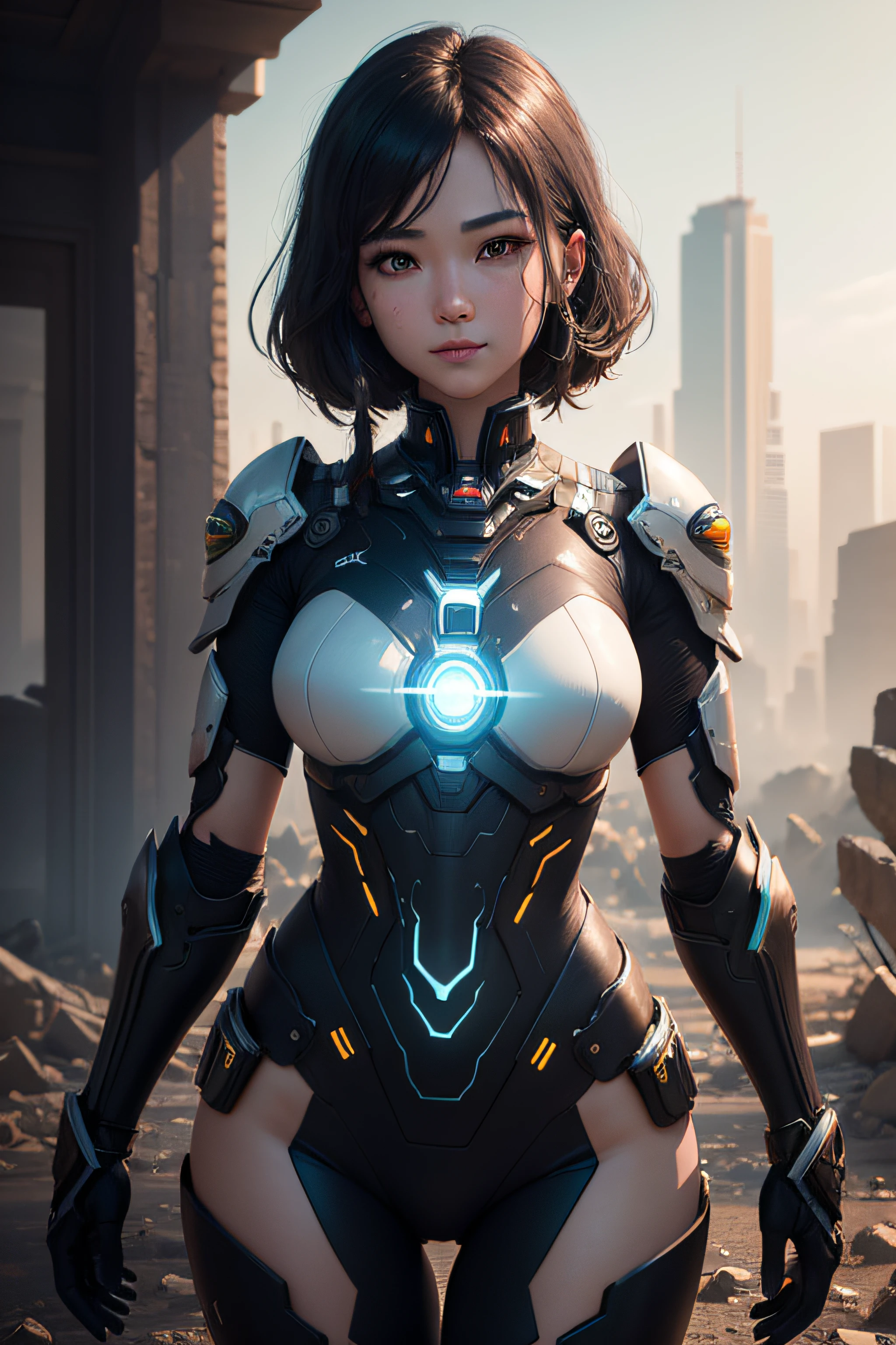 miling minchen, aburdes, (mouth:1.16) closed, balanced eyes, (Best quality details:1.2),realistic,8K High definition,Ultra Detailed,High quality texture,intricate details,detailed texture,finely detailed,high detail,Extremely detailed high-quality texture CG,High-quality shadow,Delicate beautiful and delicate face,Delicate beautiful and delicate eyes,deep of field,raytraced,((best qulity)), ((The Masterpiece)), (greatly detailed:1.3), 3D, Shitu-mecha, Beautiful cyberpunk woman in the ruins of a city of forgotten wars, Ancient technology, HDR(High dynamic range), raytraced, NVIDIA RTX, The ultra-Resolution, Unreal 5, sub-surface Scattering, PBR Texture, post-processed, Anisotropic filtering, deep of field, Maximum clarity and sharpness, Multilayer Texture, Albedo e mapas Speculares, Surface Coloring,Accurately simulate light-material interactions,perfectly proportioned,octane rendered,Two-tone illumination,Low ISO,White balance,trichotomy,Wide aperture,8K RAW,Efficient sub-pixel,sub-pixel convolution,Luminescent Particles,Light scattering,tyndalleffect.