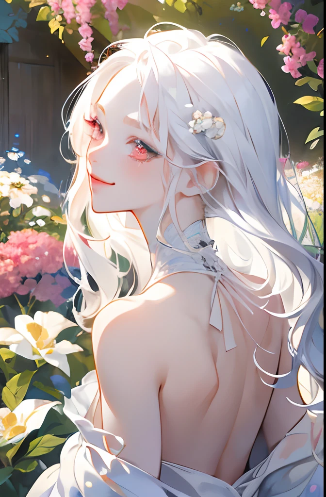 official art, unity 8k wallpaper, ultra detailed, beautiful and aesthetic, (best quality, masterpiece), (zentangle, mandala, tangle, entangle), ecstasy of flower,(1girl),long hair, jewelry in hair, extremely detailed, dynamic angle, (floating hair), (looking up), (dancing), Fairy spirit, (1 white rabbit), Tang style Palace, flying to the Moon, cloud, flower,