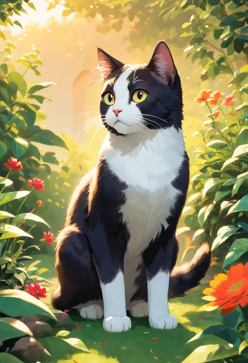 "Generate ultra-high-definition images of chic cats, Classic Cat Pose. Using advanced macro photography techniques、Highlights the intricate details of the cat's coat, mustaches, And expressive eyes.
Place the camera at the cat's eye level, Create an intimate connection between the viewer and the cat subject. Implement a wide aperture for a shallow depth of field, Make the cat stand out clearly against a gently blurred background.
Improve lighting to emphasize the texture and contours of the cat's body, Using the software, Remove coarse shadows、, cosy atmosphere.
Catch a cat in a relaxed position, But balanced, Show your flexibility and elegance. Try to capture the moment in natural movement, Stretching, grooming, etc., To convey a sense of authenticity.
Implement post-processing techniques to improve image clarity, contrast, and color balance, Secure all aspects, From the intricate patterns of cats to their intense gazes, Rendered in stunning detail.
Finally, convey the gentle beauty and innate grace of the cat,, Capture fleeting moments celebrating the unique essence of a cat's curiosity and balance." ((Background: garden)), ((golden hour light)), ((majestic)),((kitten)), ((tuxedo-cat)), ((black-white cat))