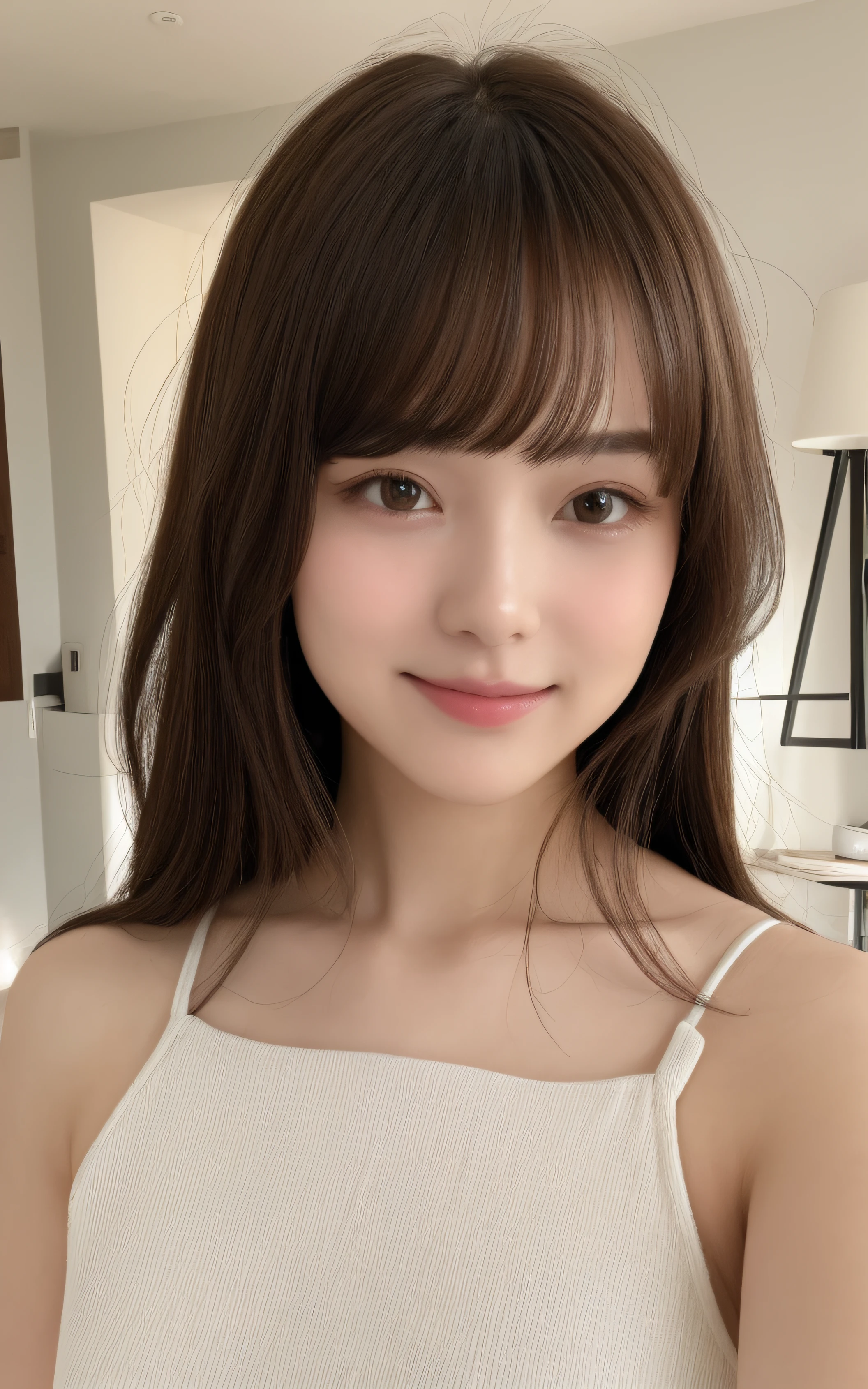 Tabletop, highest quality, shape, Very detailed, finely, High resolution, 8k wallpaper, 完璧なダイナミックな構shape, Beautiful and detailed, Small breasts, Natural color lip, Random sexy poses,smile、20-year-old girl、Midnight、Beautiful and dense face、Perfect and beautiful face,Big eyes、Actual photo（Best image quality）,Off-the-shoulder dress、looking at the camera、Please stand、Putting on gal makeup、You are a top fashion model,はにかんだsmile,blurred background