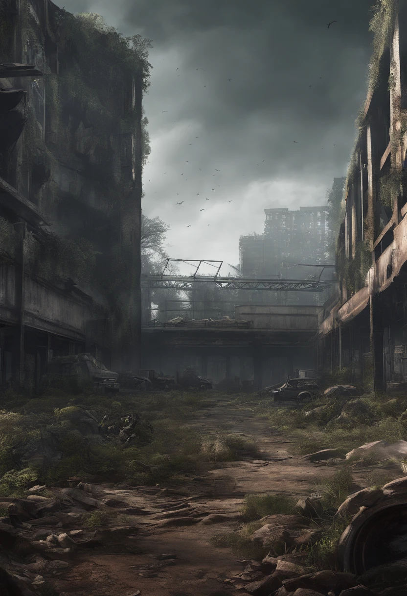 scenecy, zombies apocalipsis, ln the forest, Cidade abandonada, rust,  survivor, zombi, Dominant vegetation