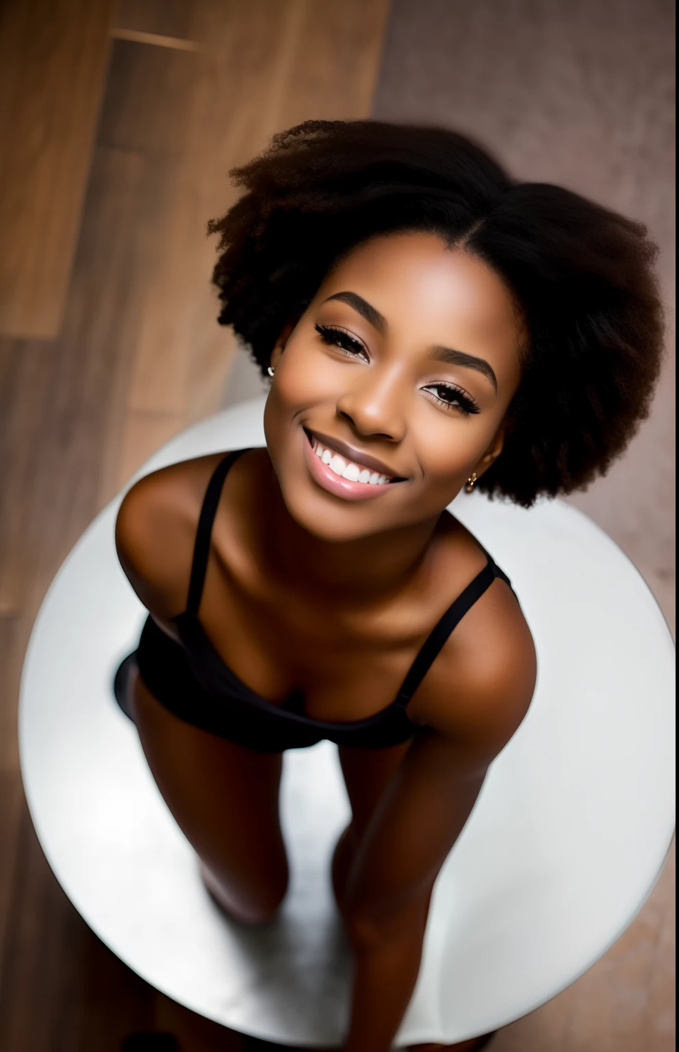 ((ung and beautiful black girl with fair skin:1.2)), Super beautiful detailed face, Regardez-moi, Open your mouth slightly, Highest quality, High definition RAW color photos, Photographie professionnelle, Cinematic lights, (visage fin:1.2), (Vue:1.2), ((clivage:1.2)), Fille mince et belle, , Detailed, very fine pubic hair, Spread your legs, plaisir, se sent bien, Portrait of a beautiful girl, chambre, (from above:1.3), (Best quality:1.2), super detail, High Details, Masterpiece