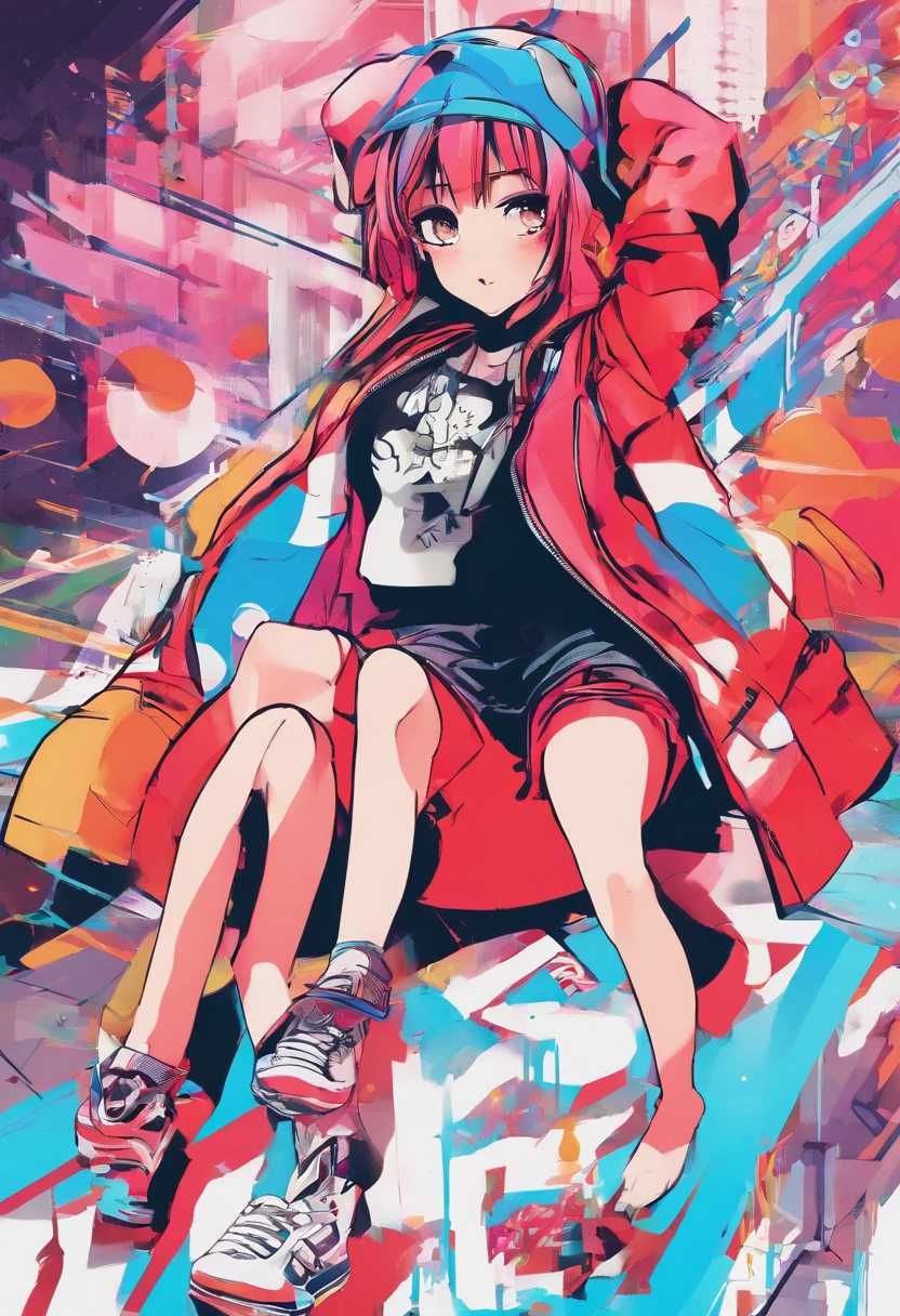 (hip hop scene) a very hip hop confidant badass arrogant cocky boss bitch attitude anime girl rapper badass pose
