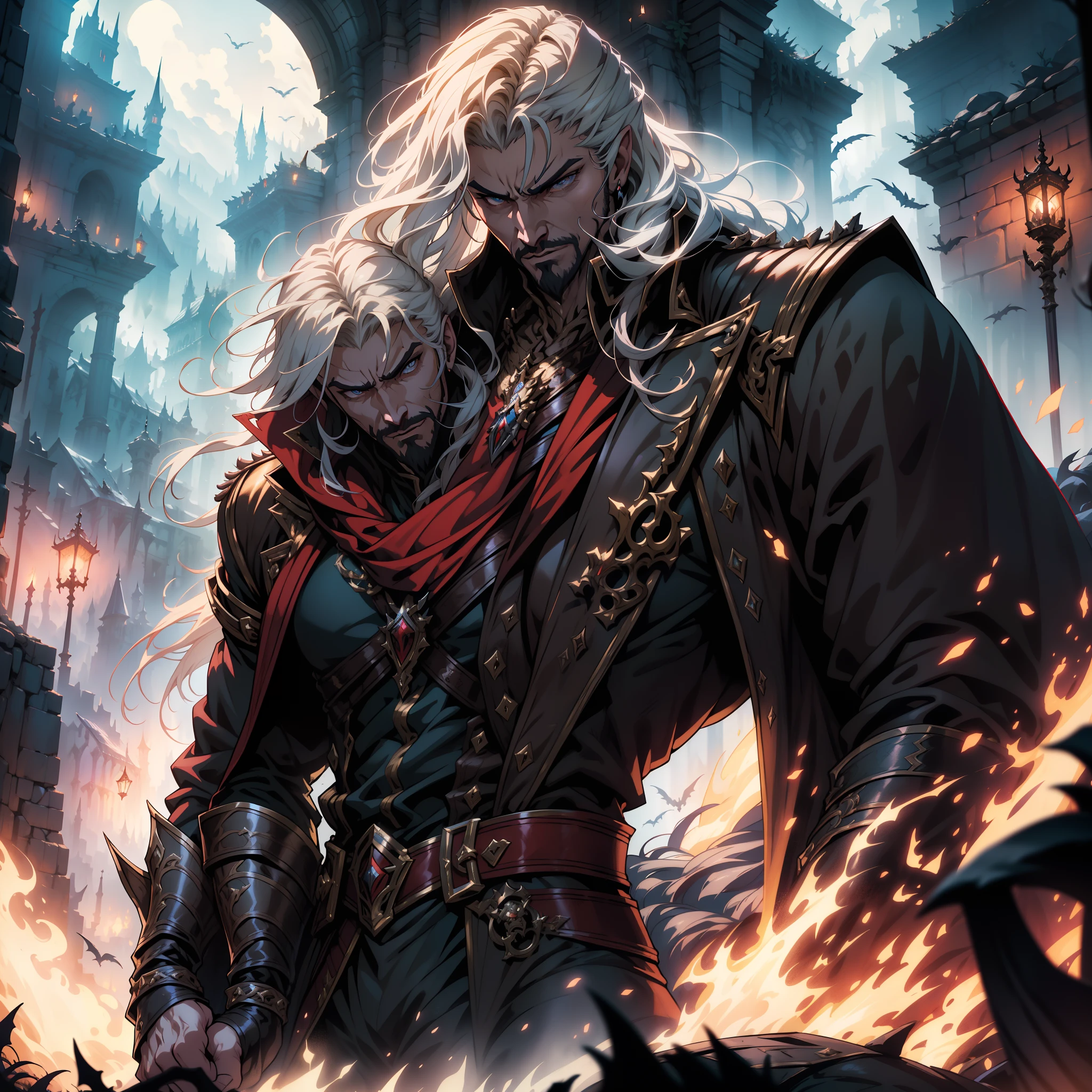 Castlevania lords of the shadows hyper realistic super detailed Dynamic shot master piece scene cinématique scènes movie Epic Legendary Lord Dracula leading troops army of demons to battle War hyper realistic super detailed différent poses scène