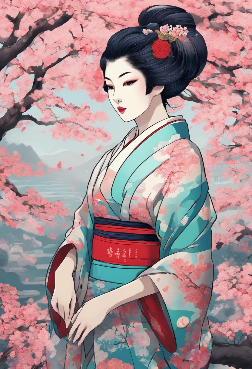very hip hop confidant badass arrogant cocky boss bitch attitude traditional japanese geisha japanese tattoos in hip hop baggy sagging kimono herry blossom cherry tree petles