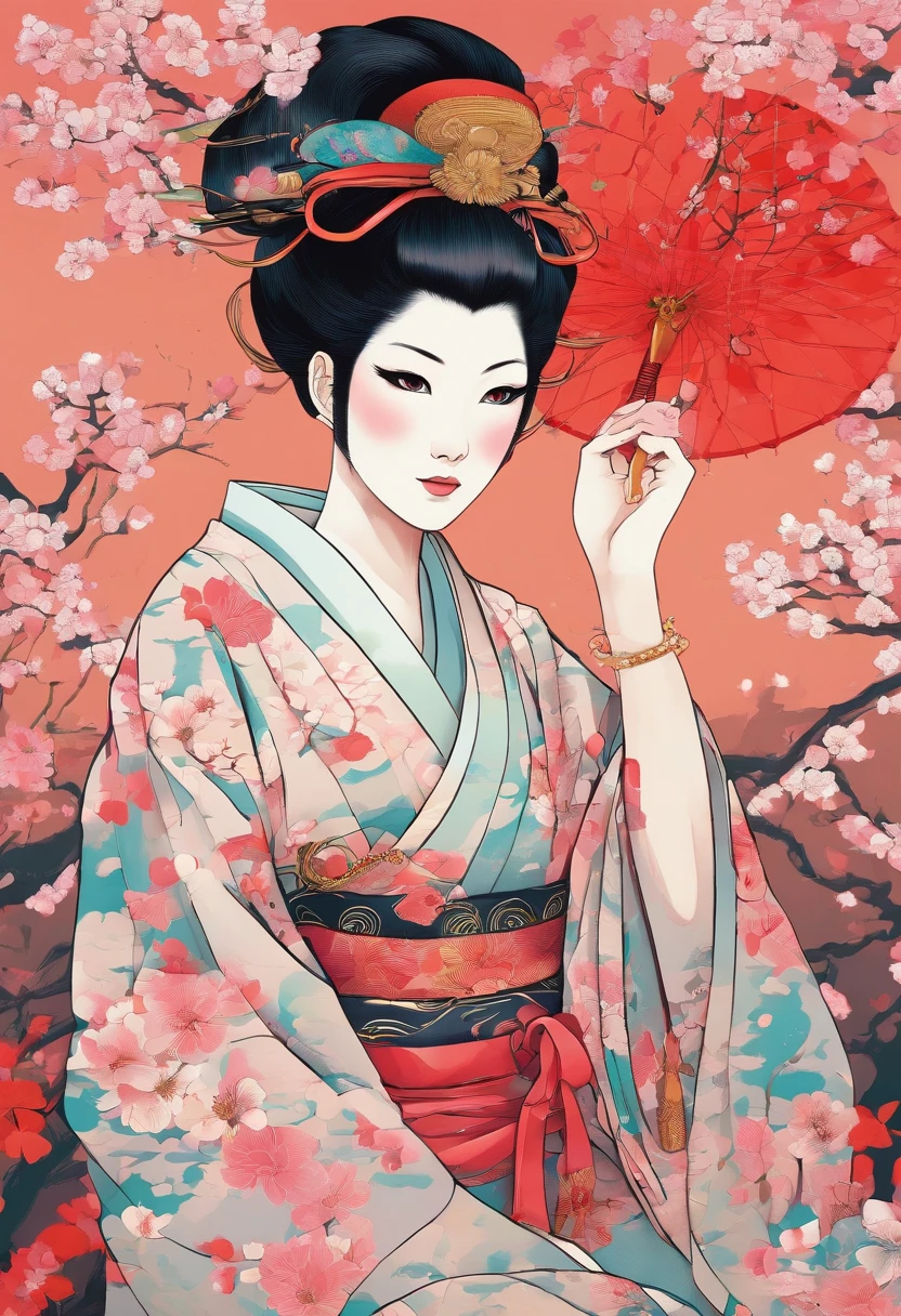 very hip hop confidant badass arrogant cocky boss bitch attitude traditional japanese geisha japanese tattoos in hip hop baggy sagging kimono herry blossom cherry tree petles