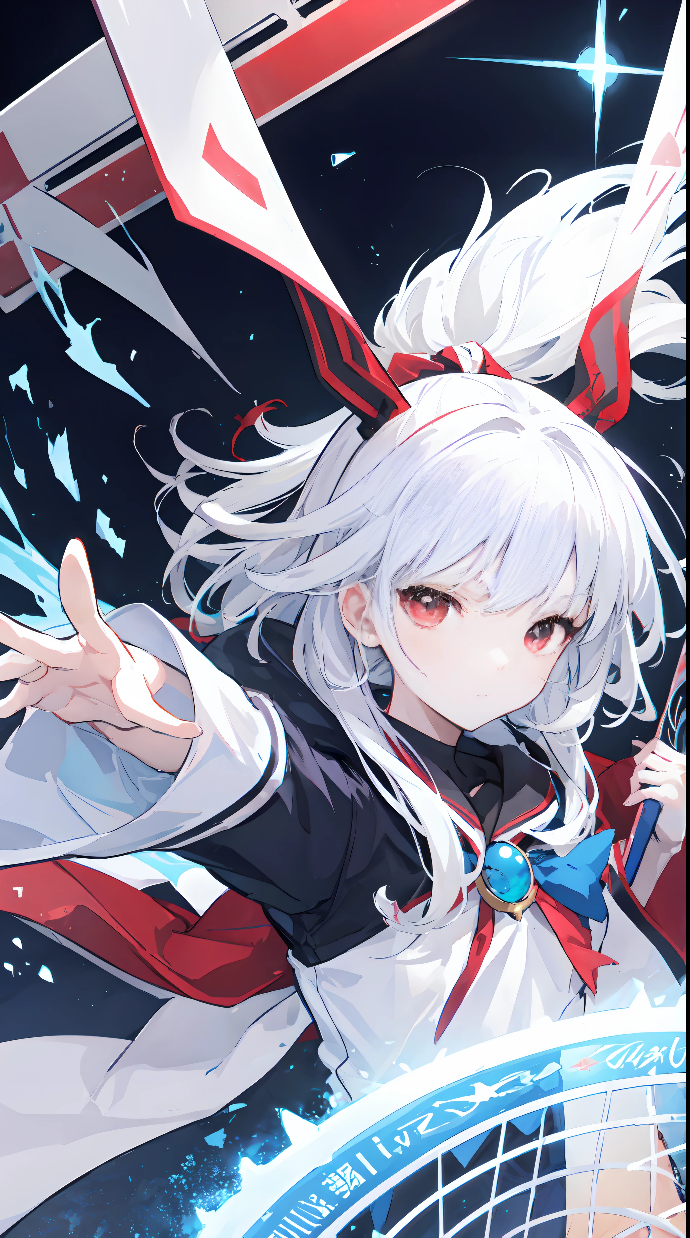 anime girl with white hair and red eyes holding a shield, blue magic circle, ice magic, best anime 4k konachan wallpaper, white haired deity, zerochan art, anime art wallpaper 8 k, anime style 4 k, ufotable art style, detailed anime art, anime art wallpaper 4 k, anime art wallpaper 4k, ryuko matoi, white haired, anime wallaper