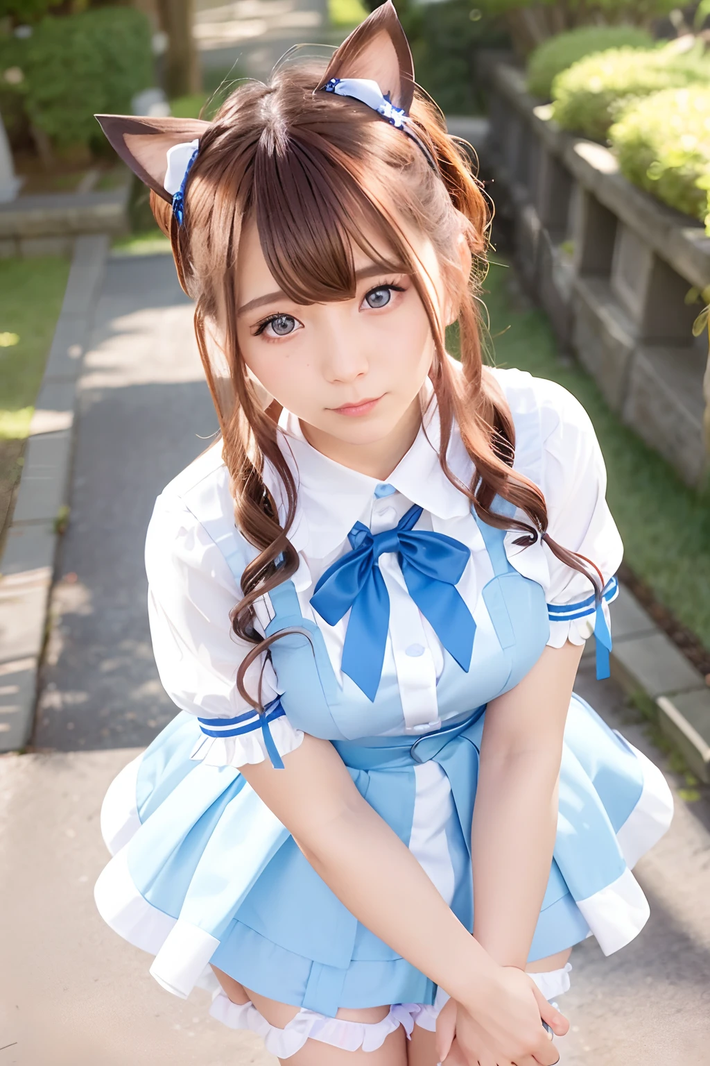 (Skin blemishes:1.2),1womanl, 21years old, (((femele))), (Skindentation), a gorgeous, realisitic, top-quality, Photorealsitic, masterpiece, 8K, hight resolution, extra detailed face, passport photo, fullface, (profetional lighting、bokeh dof), (light particules、lensflare、Luminous particles:0.6)、(dynamicposes:1.2)、Soft lighting、Top Angle View、Fashionable and trendy atmosphere、((Look at viewers))、 (looking in camera)、(portlate:0.6)、is standing、close up of face、(middlebreasts:1)、(The long-haired)、masterpiece, top-quality, Hi-Res, girl with, Sailor Senshi Uniform, magical girl, blue eyess, Orange skirt, elbowgloves, tiarra, pleatedskirt, Hair Ribbon, orangesailorcollar, a miniskirt, a choker, orangechoker, white glove, Very long hair, jewely, 耳环, sitted, feet crossed,cosplayer、maid clothes、alice in the wonderland、miku hatsune、Cat's ears