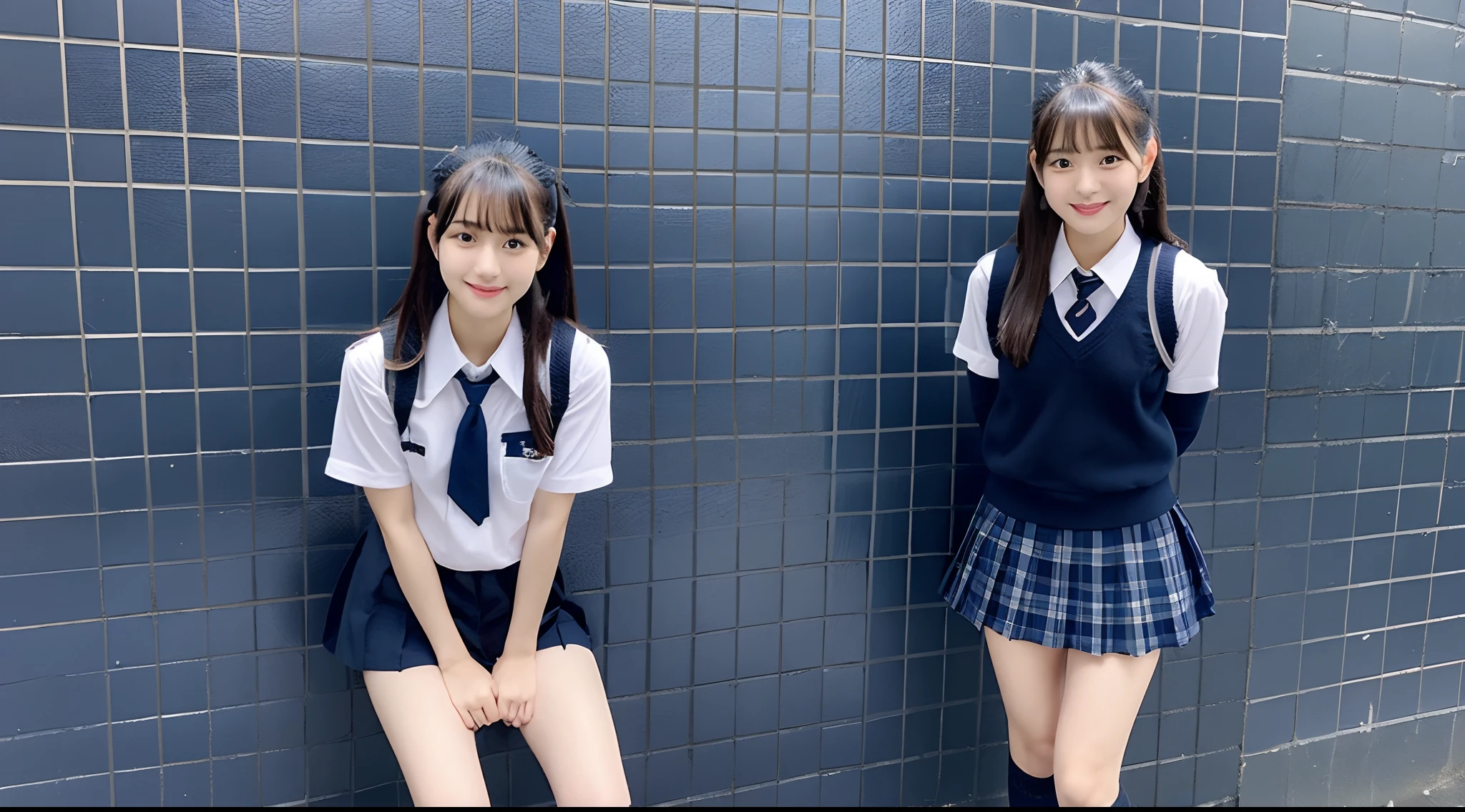 18-year-old schoolgirl wearing navy blue miniskirt