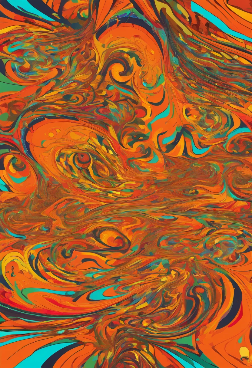 Angery, orange colors, black strings