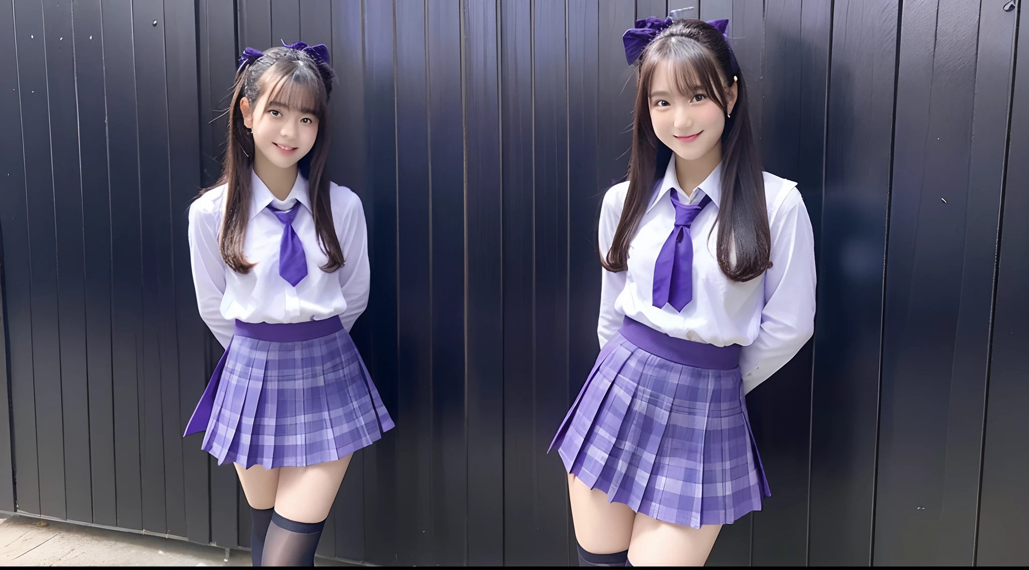 18-year-old schoolgirl wearing purple miniskirt