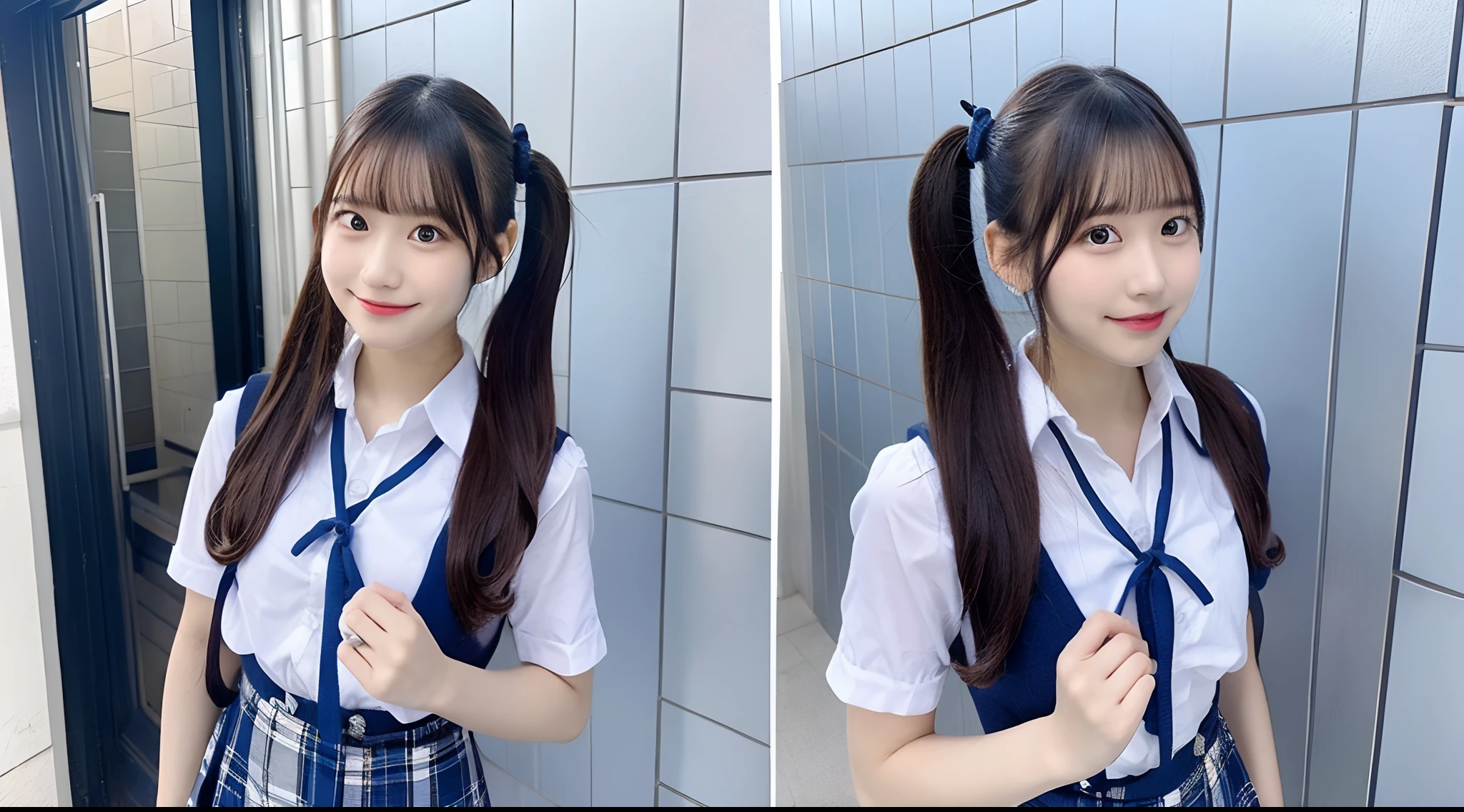 18 year old schoolgirl wearing blue miniskirt(poneyTail)