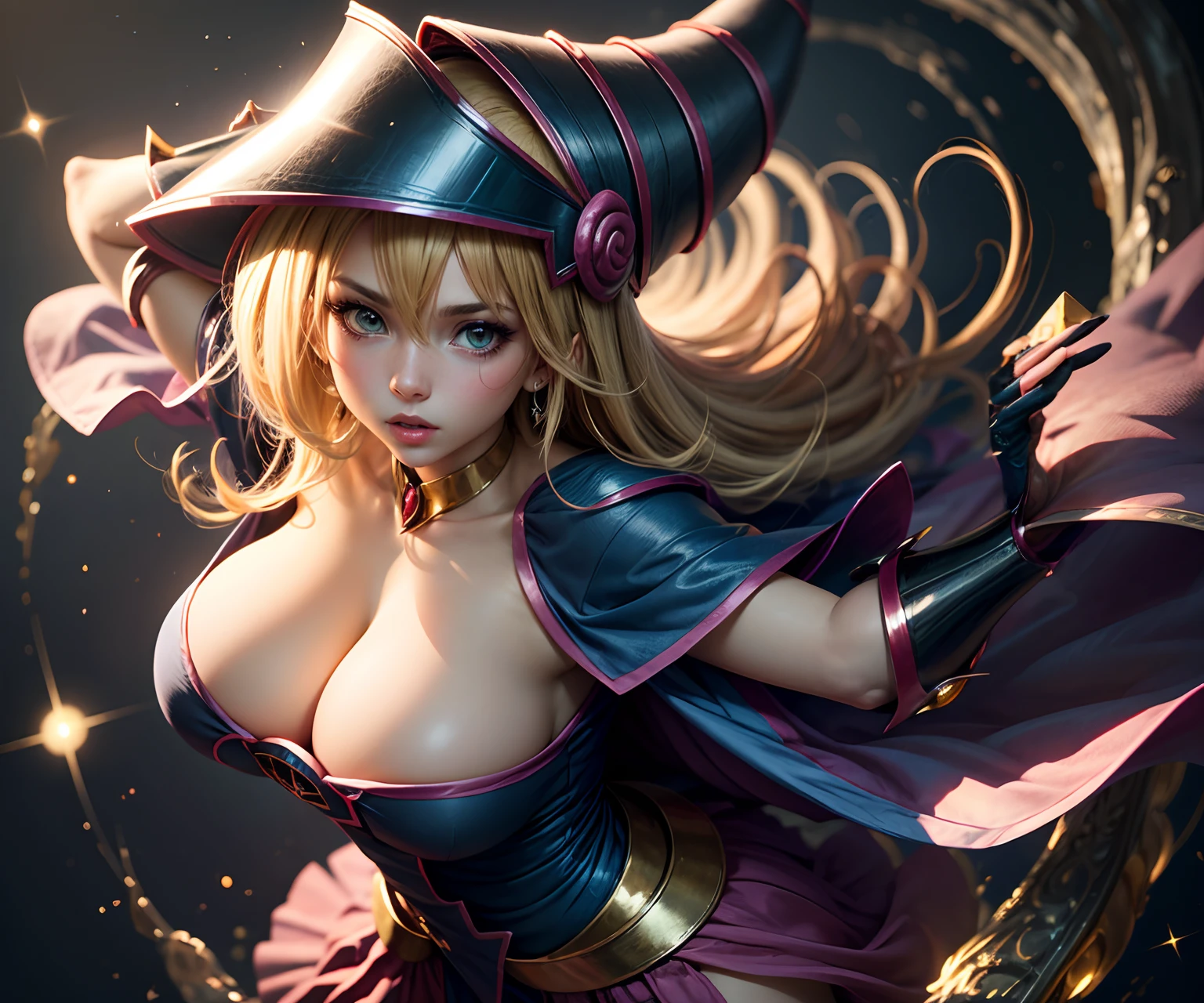 holding a yugioh card in her hand