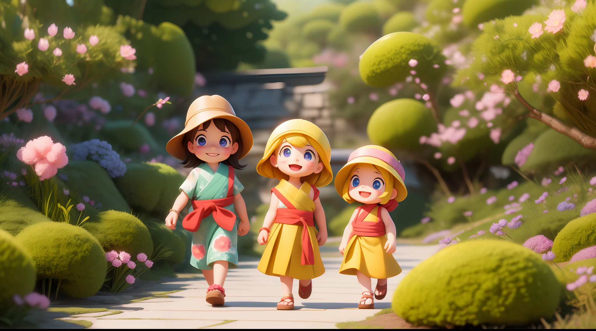 western clothes、doress、Sleeveless、A smile、Eye Color Contacts、accessorized、full body Esbian、Walking、springtime、Kinkakuji Temple in Kyoto