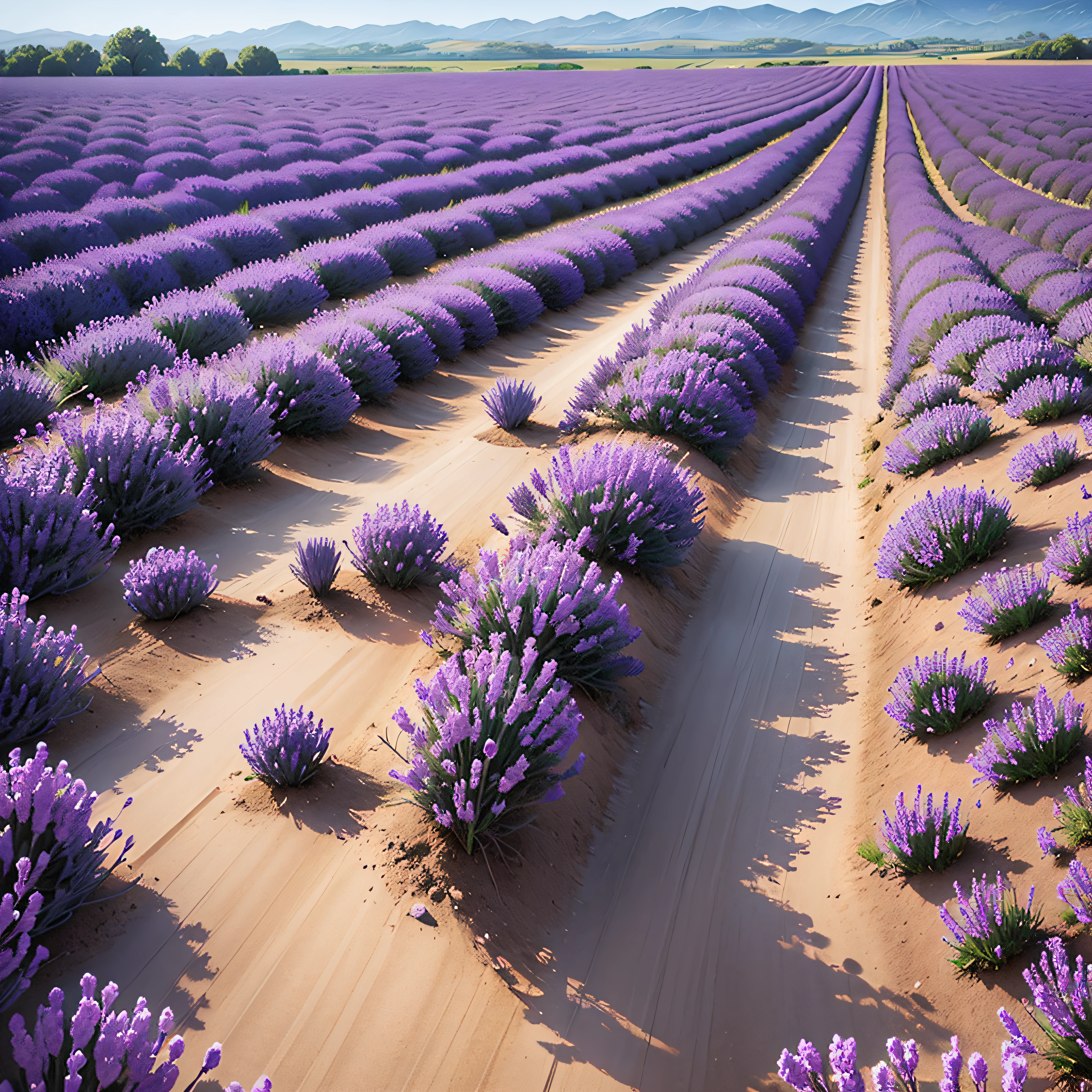 Lavender Fields:
Endless fields of lavender in bloom, creating a sea of purple.