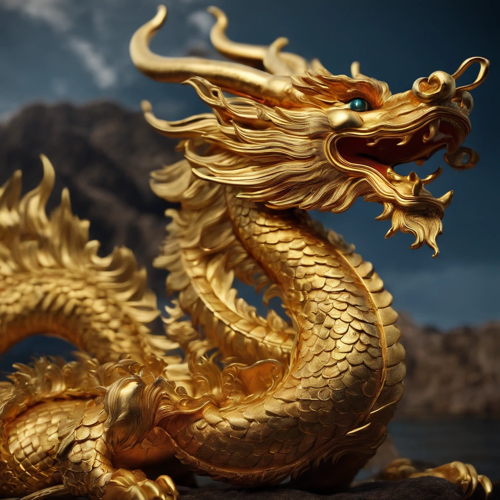 A golden Chinese dragon around