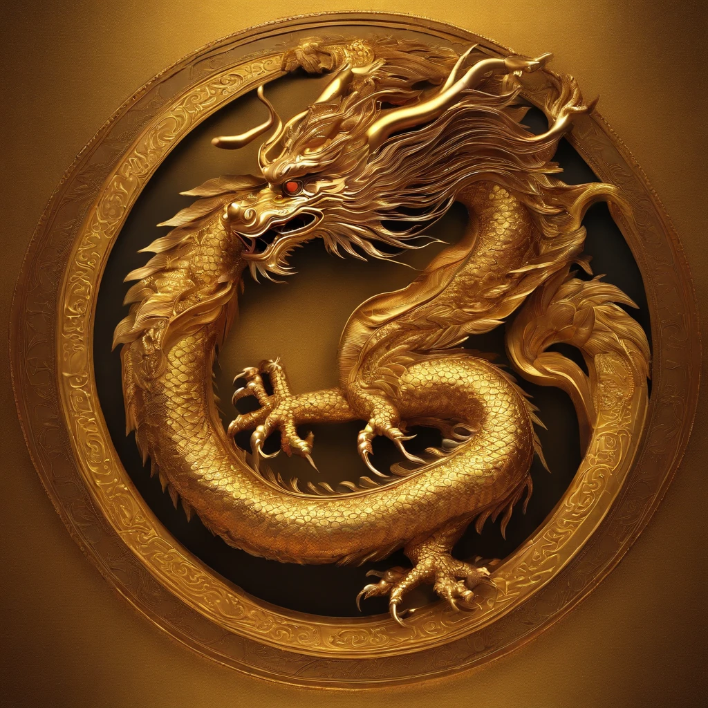 A golden Chinese dragon around