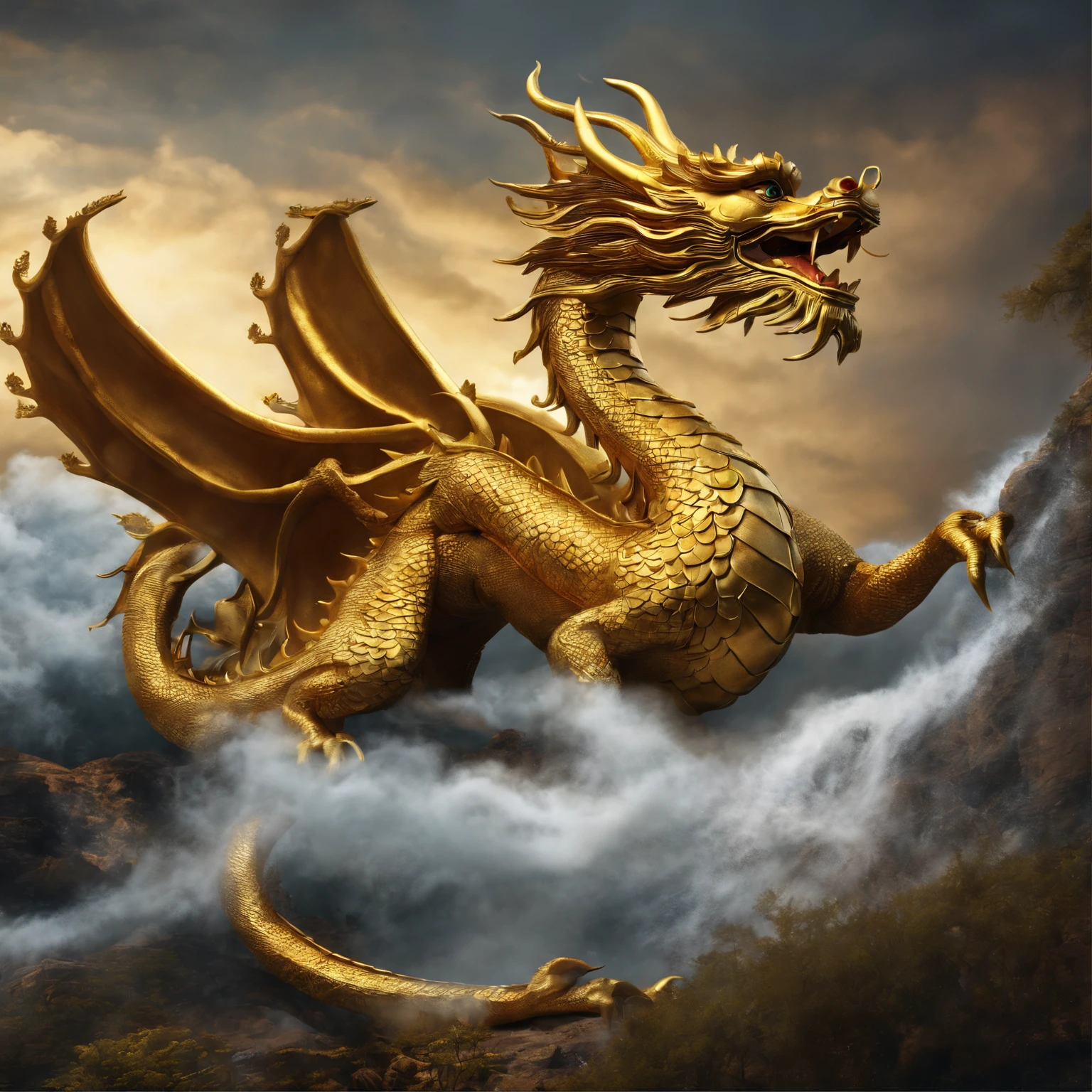 A golden Chinese dragon around
