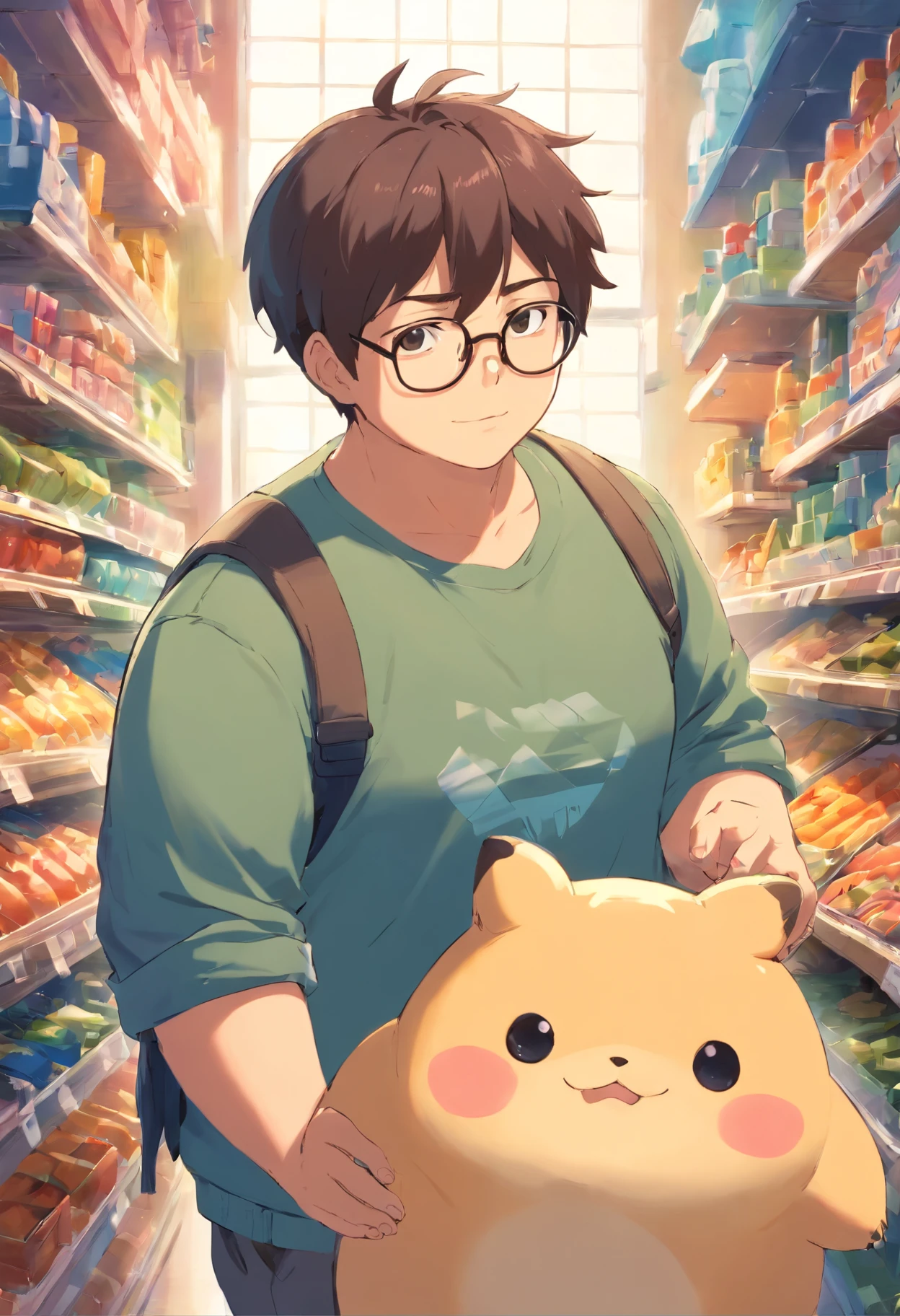Boy, fat, with, glasses, with bulbassar