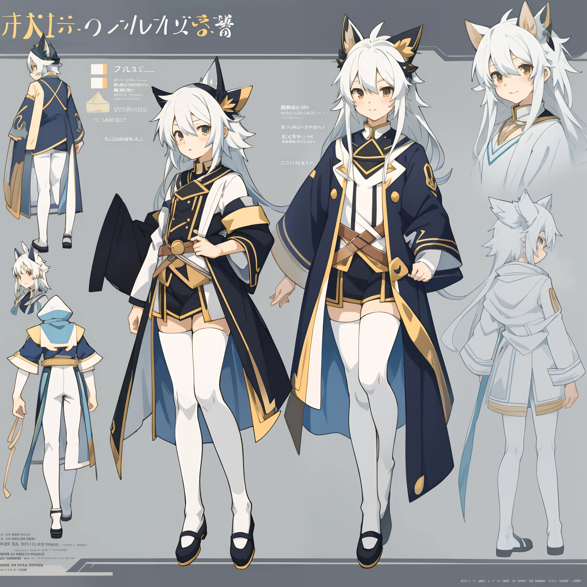 anime - style image of a character with a variety of hair and accessories, anime set style, anime character reference sheet, fantasy uniform, flat anime style, anime full body illustration, full_body!!, complete detailed body, extra detailed body, anime vtuber full body model, soft anime illustration, anime style character, clean detailed anime style,