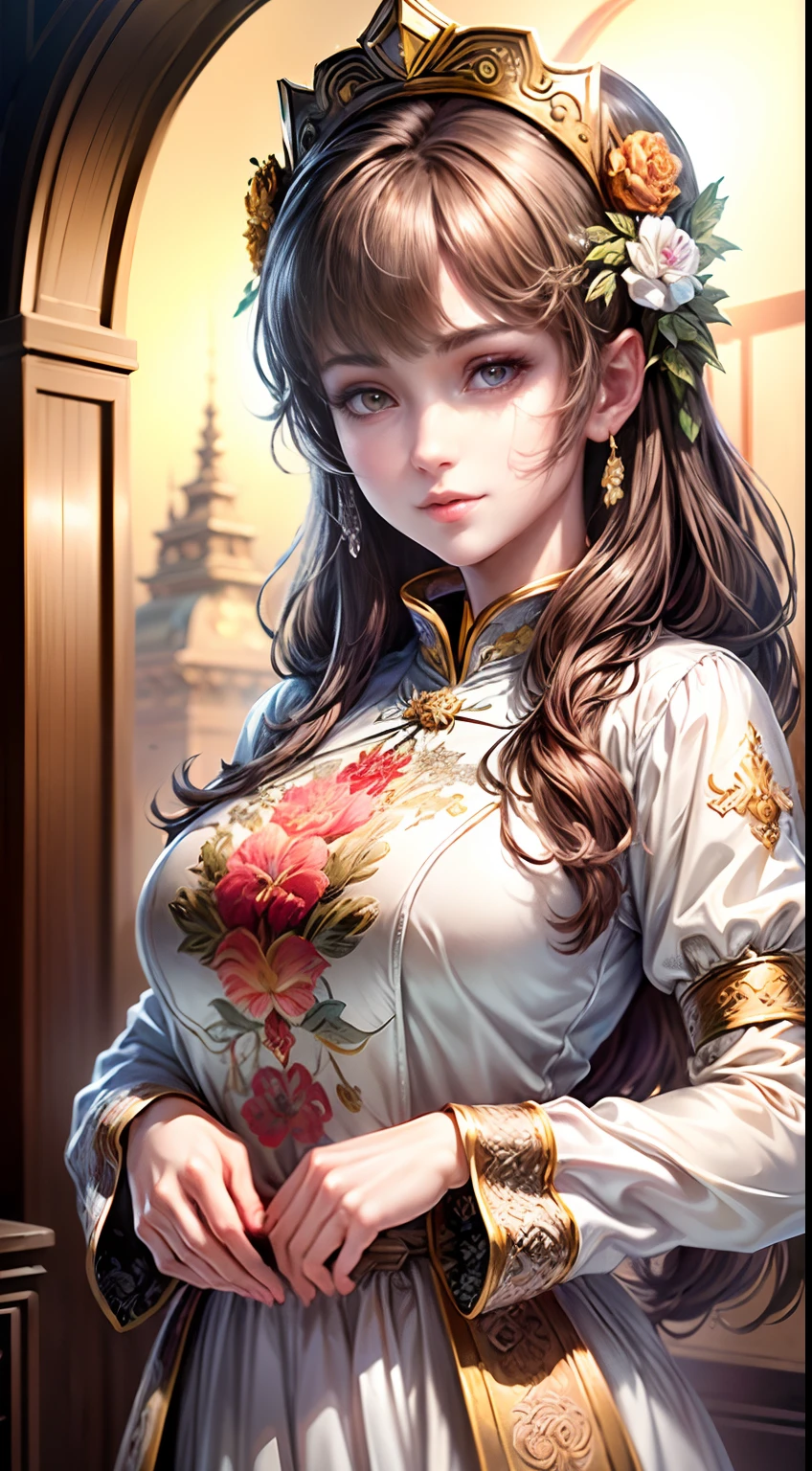 (Best quality, Masterpiece, Extremely detailed CG, Game CG:1.5), full bodyesbian,1 girl,An extremely delicate and beautiful girl, Extremely detailed eyes and face, beautiful detailed glow,Lagasprín，on cheongsam，Medium breast, illustration, Cinematic lighting, Best shadow,(White background:1.3)