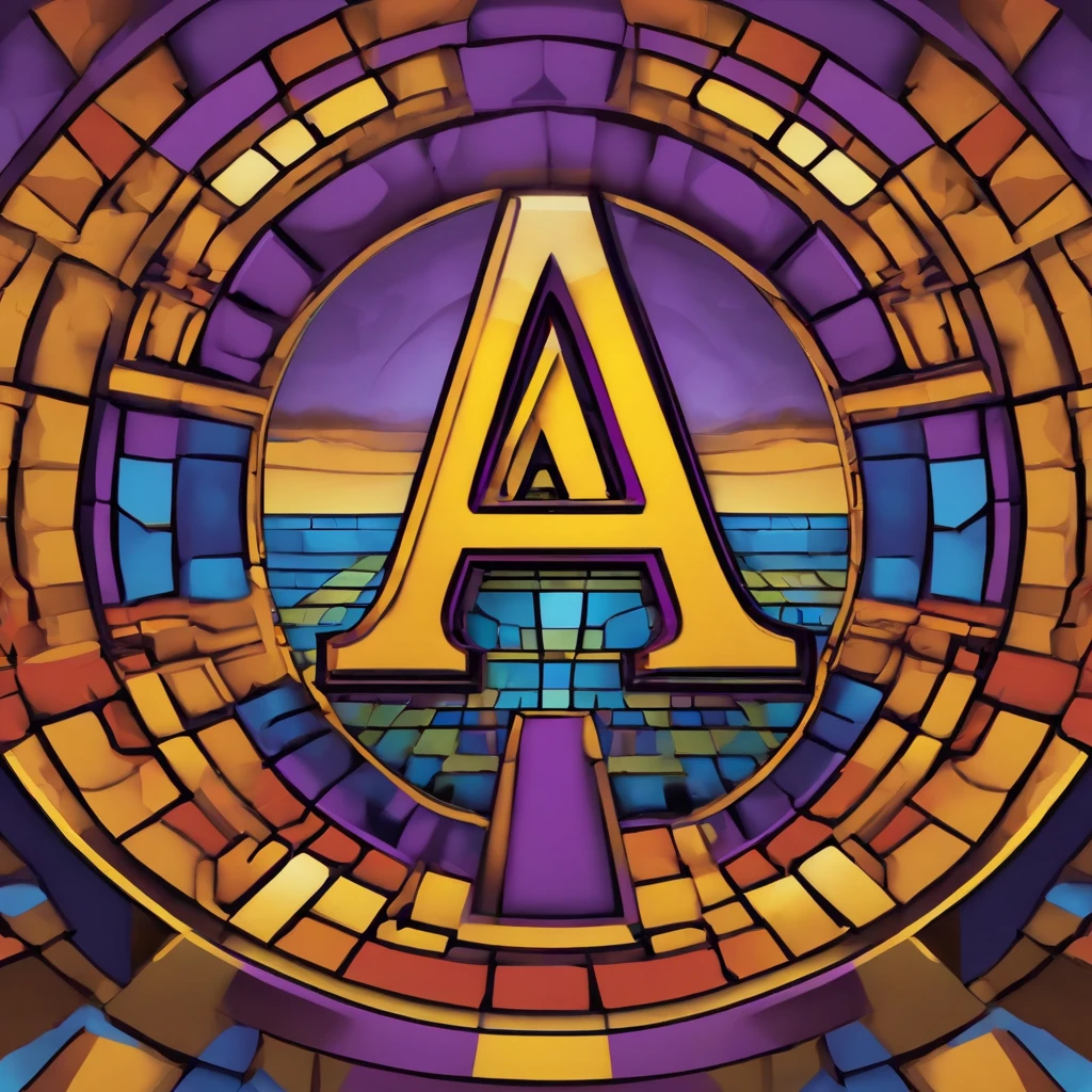 a purple and yellow letter a in a circle with a red center, a mosaic by Howard Arkley, reddit, ascii art, 2 5 6 x 2 5 6 pixels, aaaaaaaaaaaaaaaaaaaaaa, favicon, afar, letter a, avatar image, amicable, heavy jpeg artifact blurry, the letter a, arcade, area n, game icon, arty