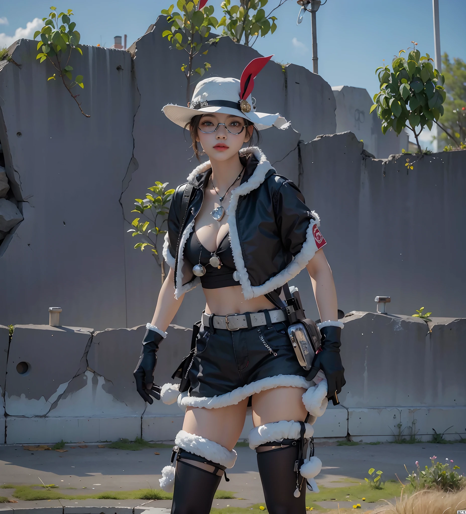 infp young woman、Good Style、、Shorts、、Idol face、large full breasts、、long boots、reddish