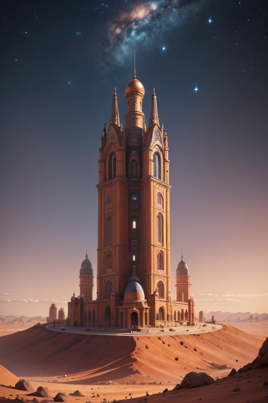 on the planet mars, a giant magical brilliant and detailed remote control is installed in a central square it is a place of worship to the remote god, it controls the universe with a light beam, an alien does a moonwalk like mickeal jackson
