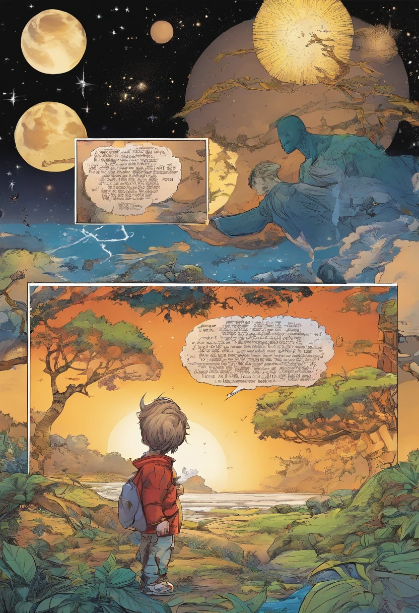 A shot of Zorax as a child, looking up at the stars.