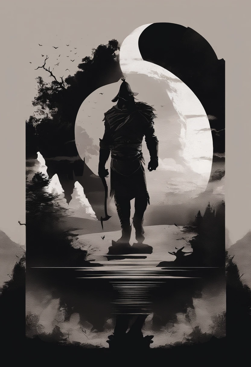 Minimalist prints inspired by shirts from the manga and anime series Berserker.The print should capture the dark and epic nature of the story,But to simplify, Minimalist approach. Use soft colors and clean lines to represent one of the iconic characters, sigature, Or outstanding elements from the collection. Make sure the print is suitable for use on shirts,And convey the power and sense of tragedy evoked by the berserker.