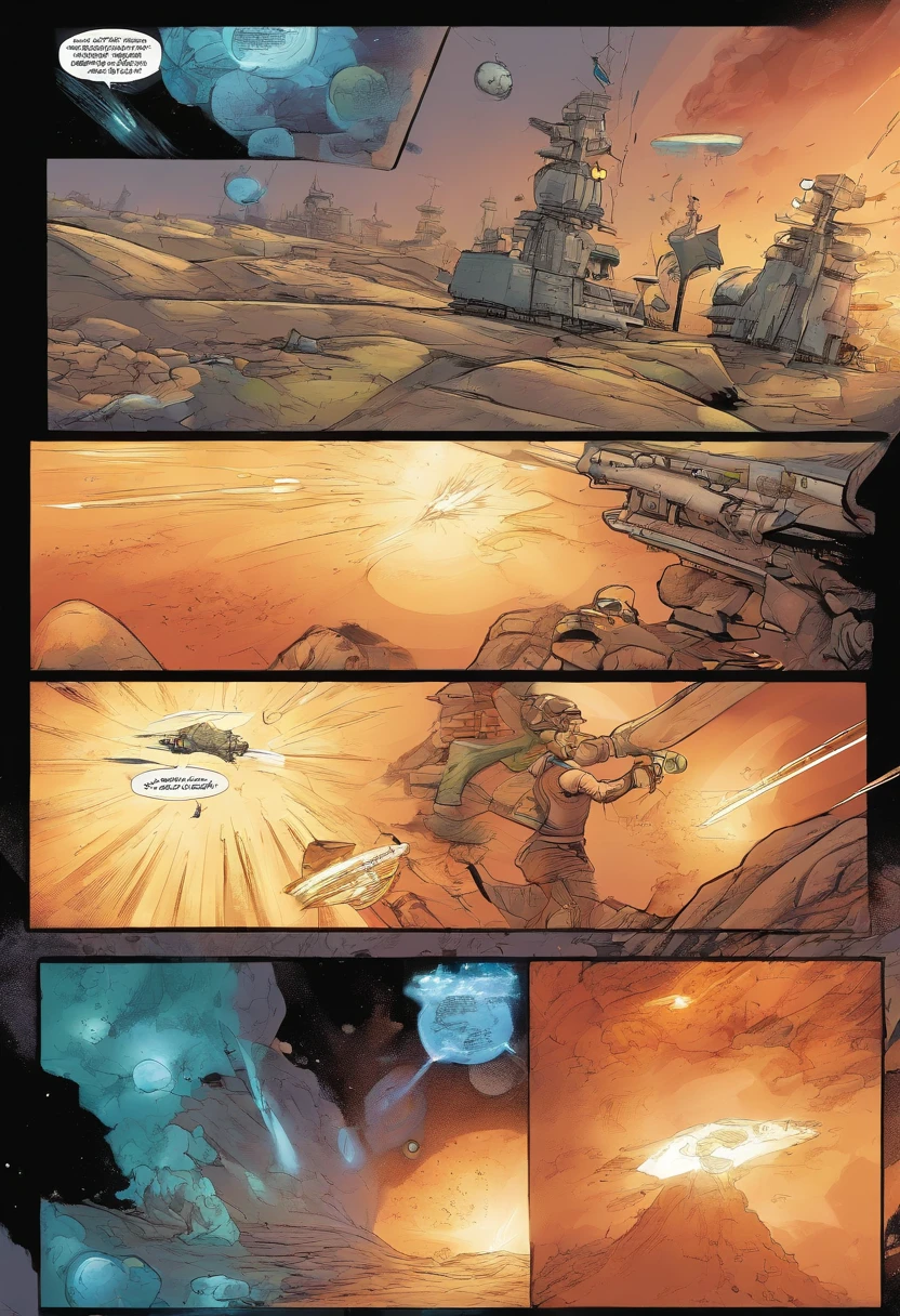 A shot of Zorax, determined and focused, as he flies his spaceship towards the Zorgon fleet.