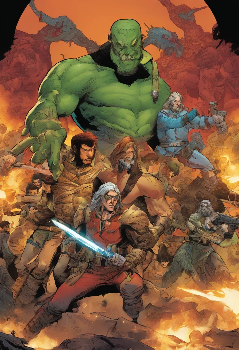A shot of Zorax teaming up with a group of rebels, as they fight against the Zorgons together.