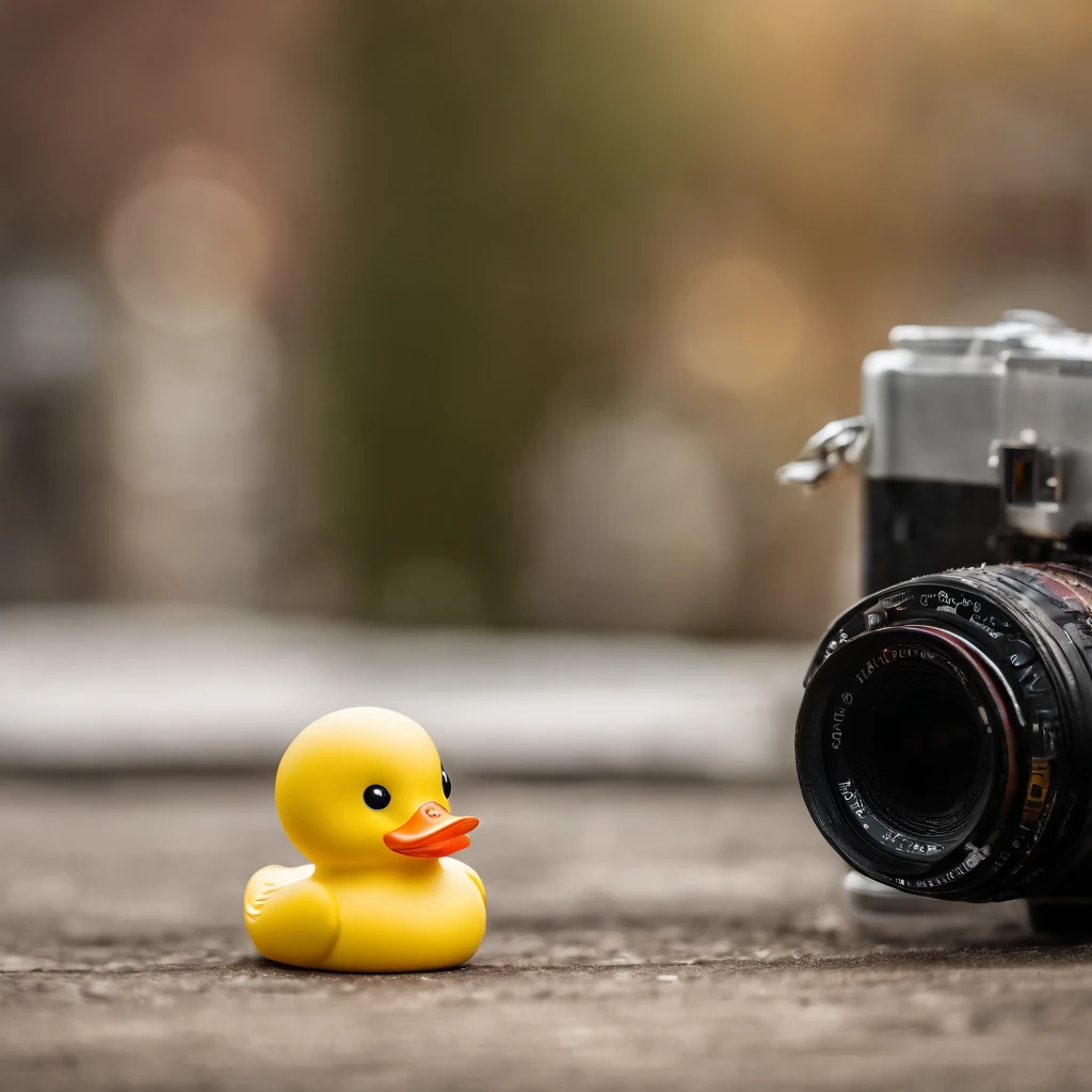 Rubber duck,amarelo,Big yellow duck toy,With sunglasses,high high quality,8K,Many details,closeup cleavage,photography of