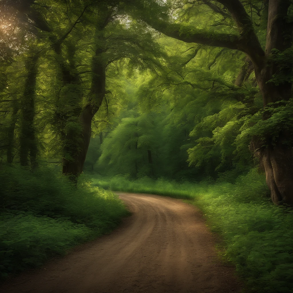 landscape photo, vignetting, masterpiece, super detail, high quality, award winning, 8k, peppermint, linden, Refreshing forest scent, deep sweetness, in Europe, pleasant breeze, theme color is dark green, natural light, in the evening