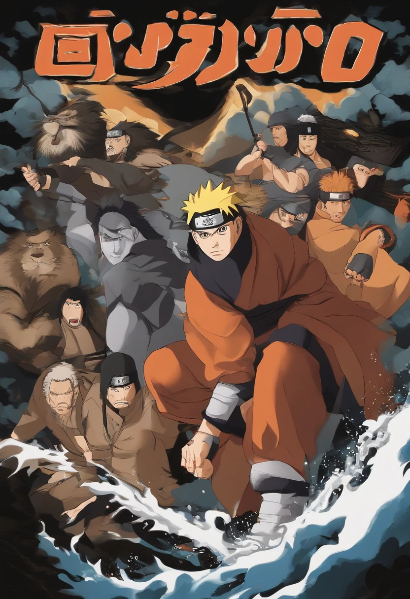 "Create a breathtaking movie poster inspired by Masashi Kishimoto's Naruto, showcasing the legendary yujiro hanma in all his glory."