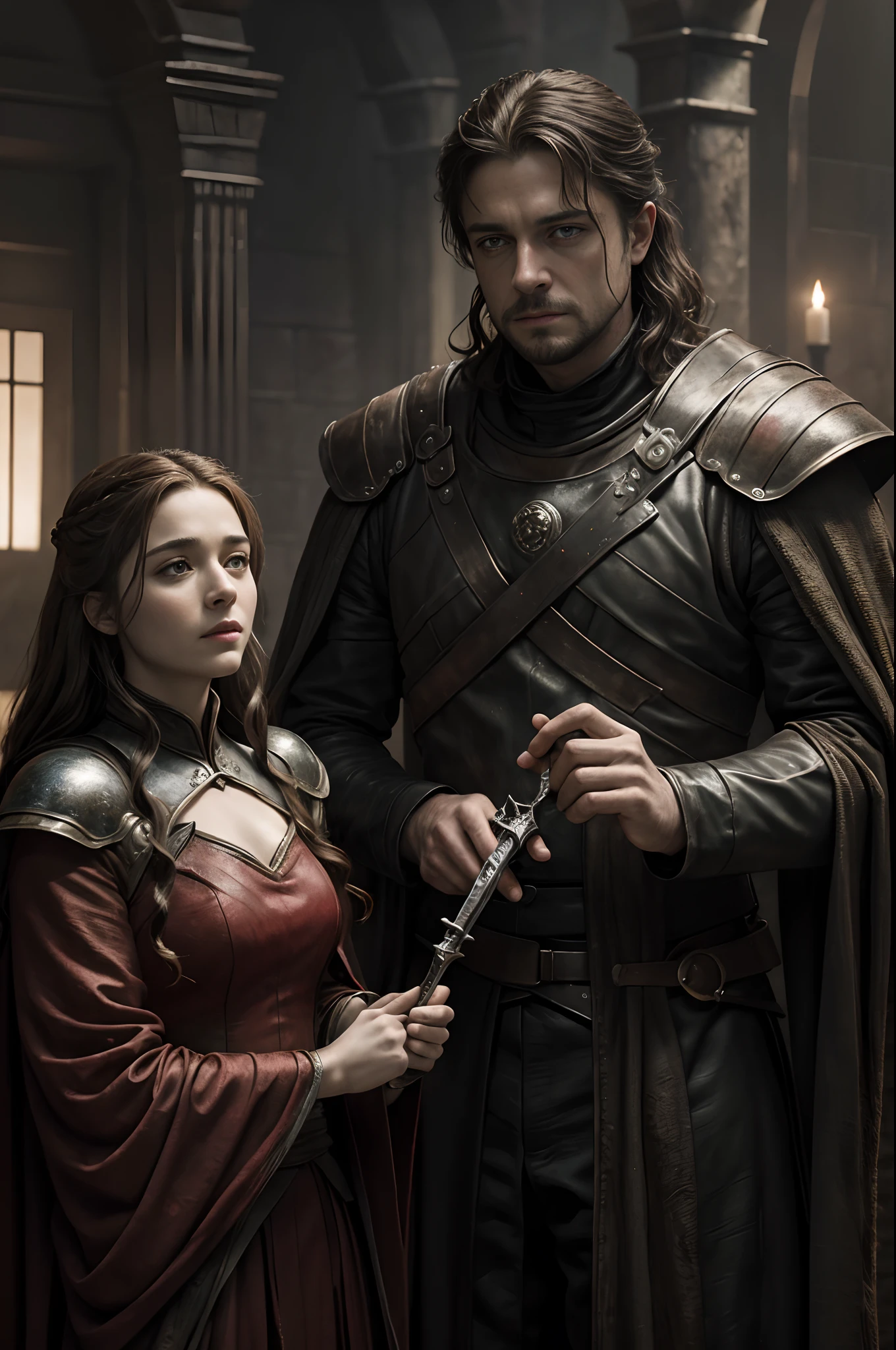(Sci-fi fantasy), (Masterpiece), (professional oil painting) (best quality), (8k resolution), red wedding, Game of thrones, Stark family, blood, slaughter, death bodies, Rob stark