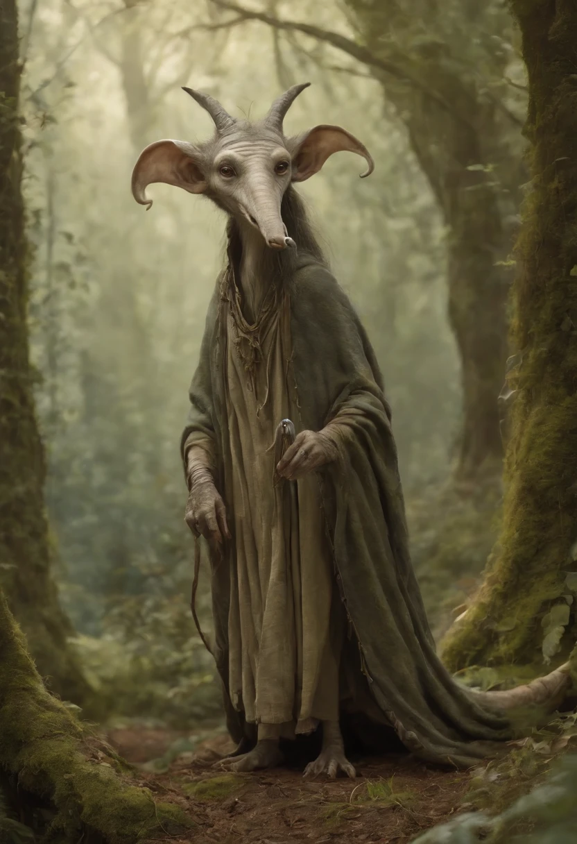 a drawing of a creature with a long nose and a long tail, concept art inspired by Brian Froud, tumblr, art nouveau, brian froud style, brian froud juan gimenez, style of jean baptiste monge, monge jean-baptiste monge, jean - baptiste monge, jean baptiste monge, tony diterlizzi and brian froud