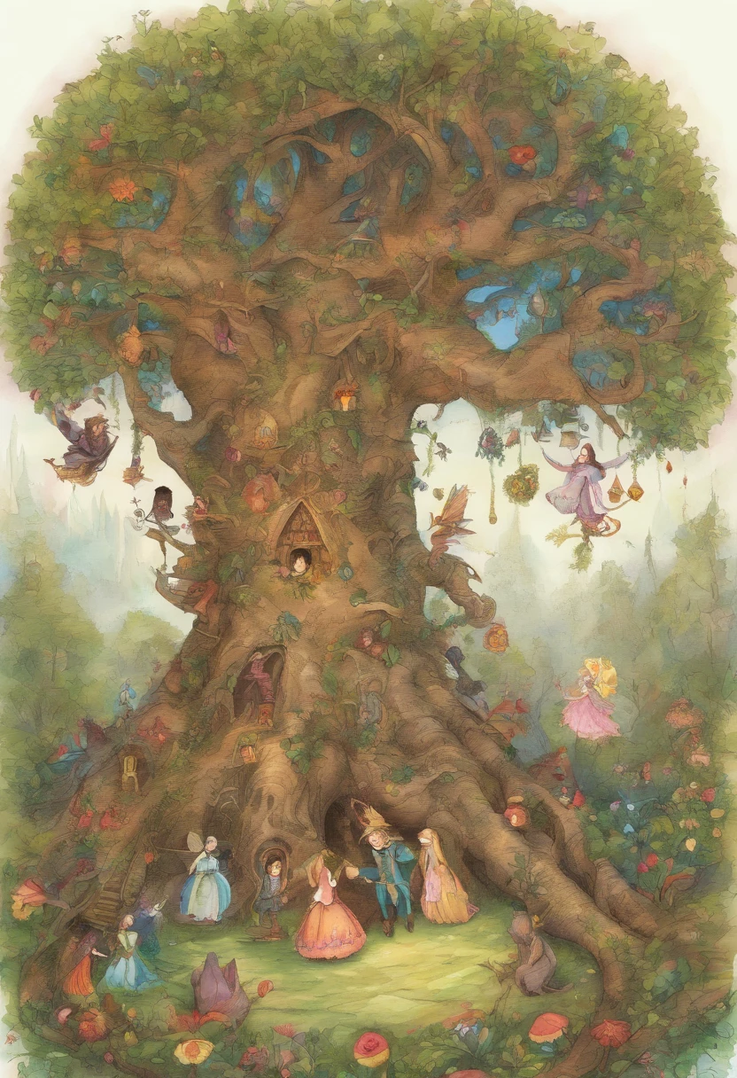 capa de livro_Enchanted Hearts: Tales of the Magic Land, bruxo, elfo, Dragoned, espelho, gato com botas, magic tree