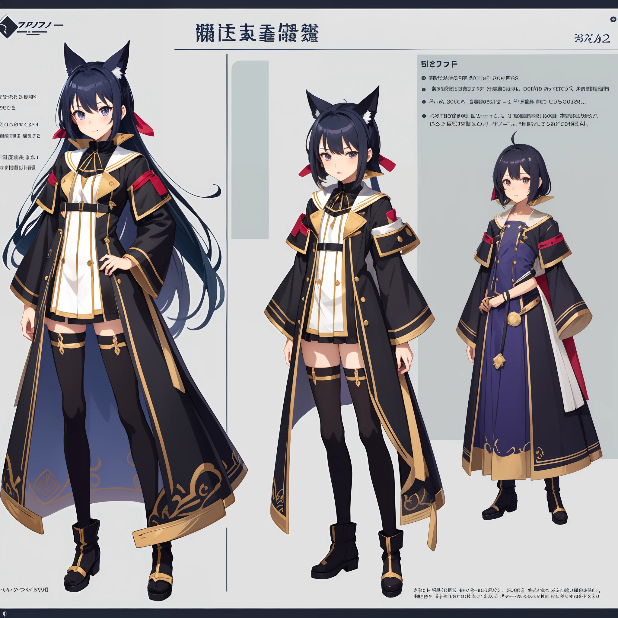 anime - style image of a character with a variety of hair and accessories, anime set style, anime character reference sheet, fantasy uniform, flat anime style, anime full body illustration, full_body!!, complete detailed body, extra detailed body, anime vtuber full body model, soft anime illustration, anime style character, clean detailed anime style,