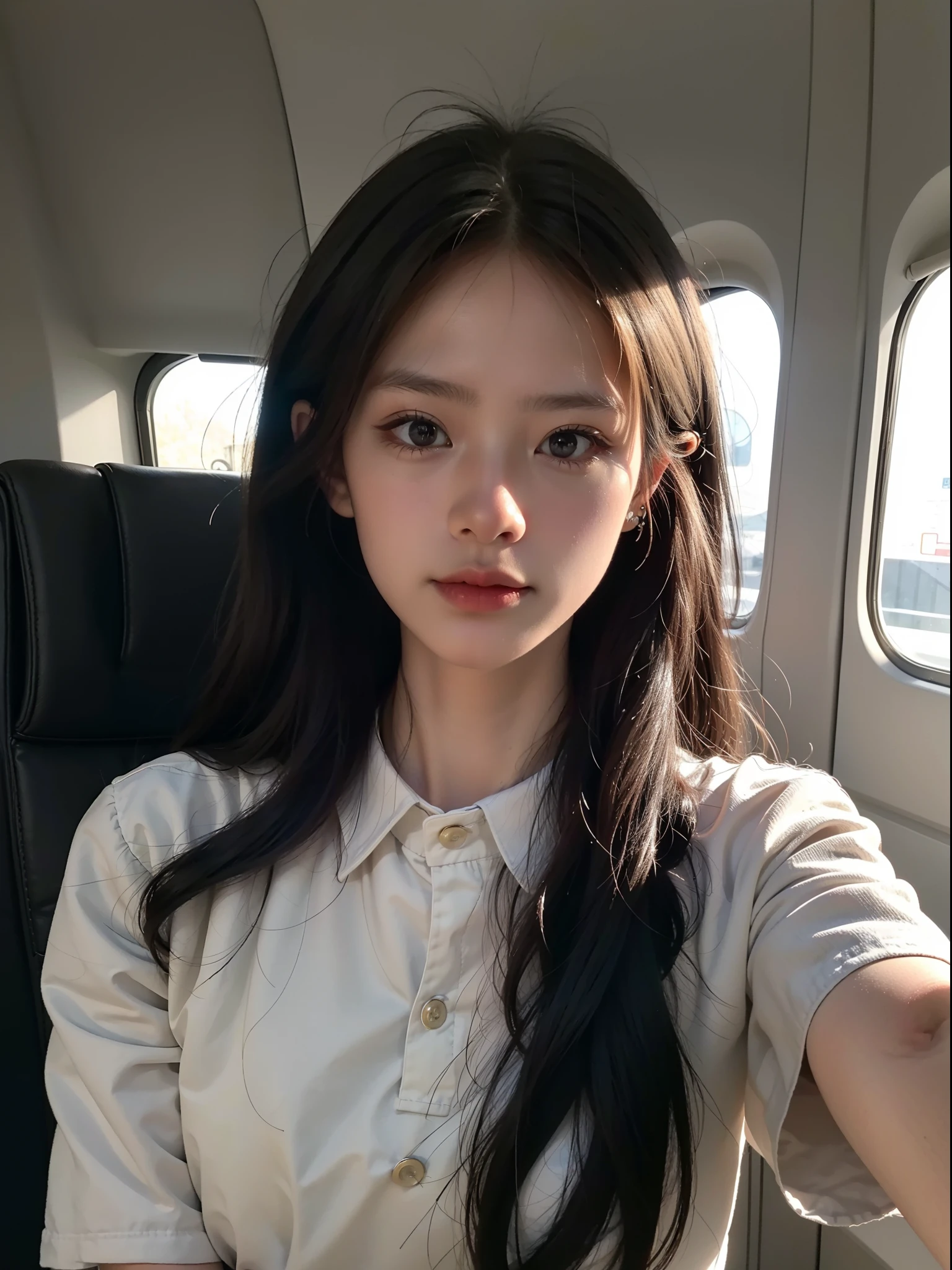 best qualtiy,(RAW photos:1.2),(tmasterpiece:1.4),(realisticlying:1.4),(A high resolution:1.4),1girll,facelight,depth of fields,Flight attendants,intricately details,8K,The is very detailed,Epic background,Photography, extreme detailed details,