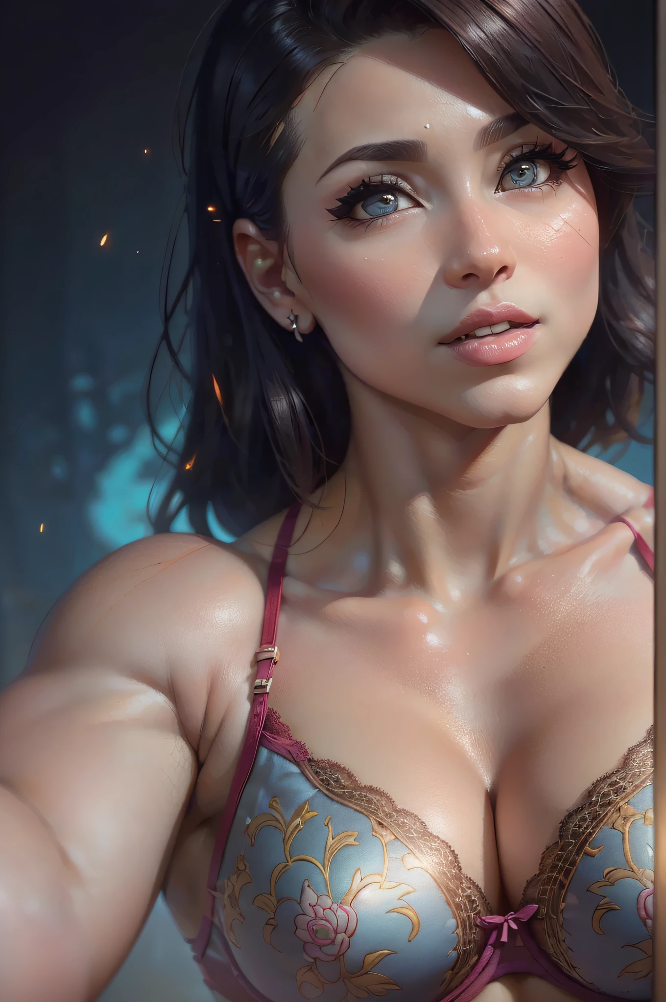 imagem extremamente realista, Avoid visual and temporal distortions , ultra hd, tudo detalhada, efeitos de profundidade 3D, mansion in LA, ephemeral beauty, fotografia de full body de uma mulher muito alta com mais de 2 metros de altura , realistic cgi face, Imperfect face that maintains an exotic natural beauty , olhos ardentes, modelo de linguagem AI, inteligente, energetic, alegre, criativo, formas do corpo inspirado em atletas femininas de body builder , ( short hair), (alta resolução:1.5) , sexy , (( Ultra-detailed rendering)),(( big ass , small tits )), arms up , hiding hands, (( lingerie very detailed and elaborate with technological details of the 60s )), ((melhor qualidade)), ((obra-prima)), (detalhado), sedutora, ethereal beauty, (Fantasy Illustration: 1.3), (melhor qualidade: 1.5),( pele oleosa), detalhado, 8k, HDR, luz ampla, alto contraste, Backlighting, brilho, brilhos de luz, foco nítido, foto colorida , ((olhos realistas:1.0)), ((barriga fitness detalhada)), ((detailed muscles)), ((corpo transpirando :1.3)),(( pele detalhada ultra realista:1.0 ))